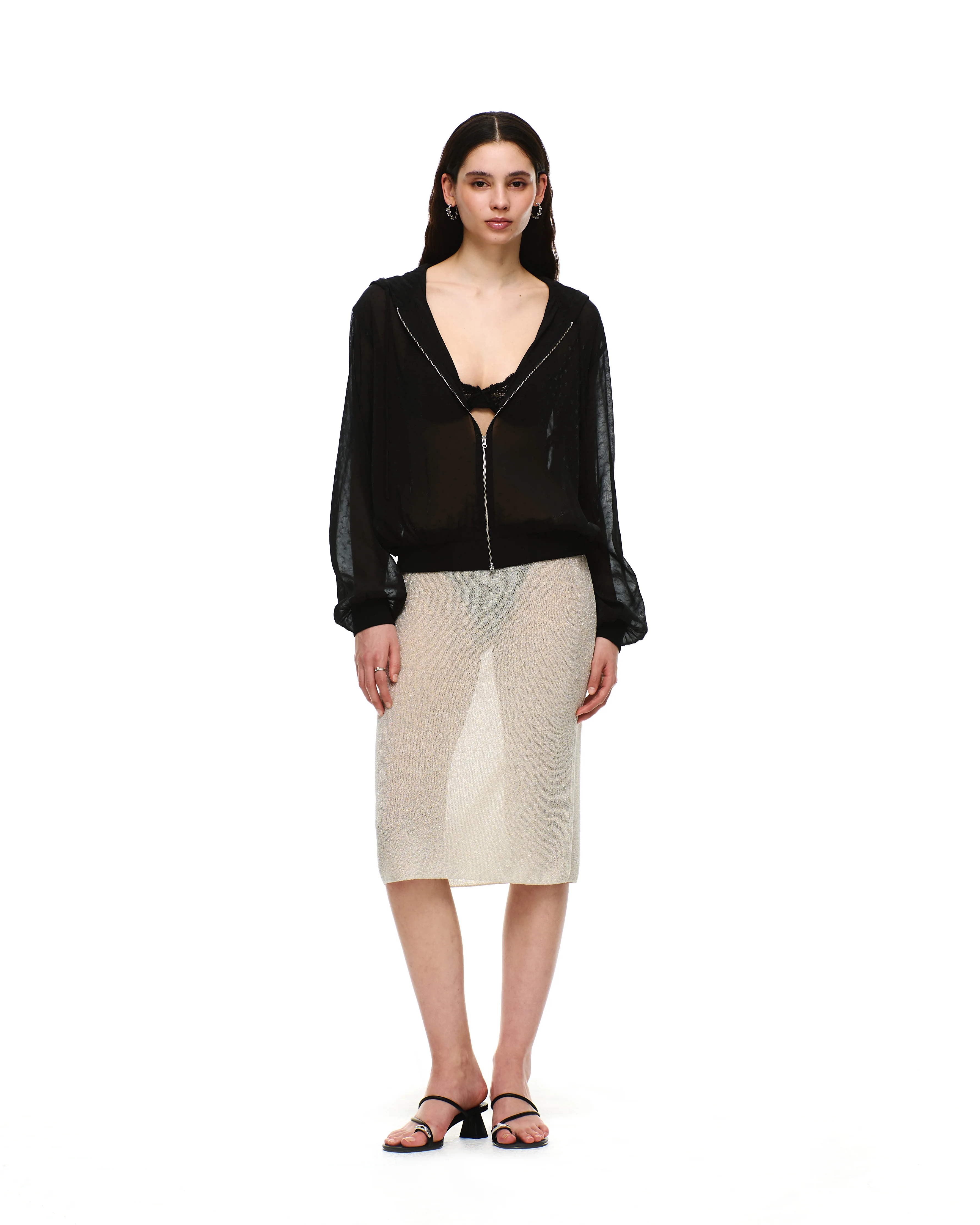 CHIFFON ZIP-UP HOODIE - Image 2