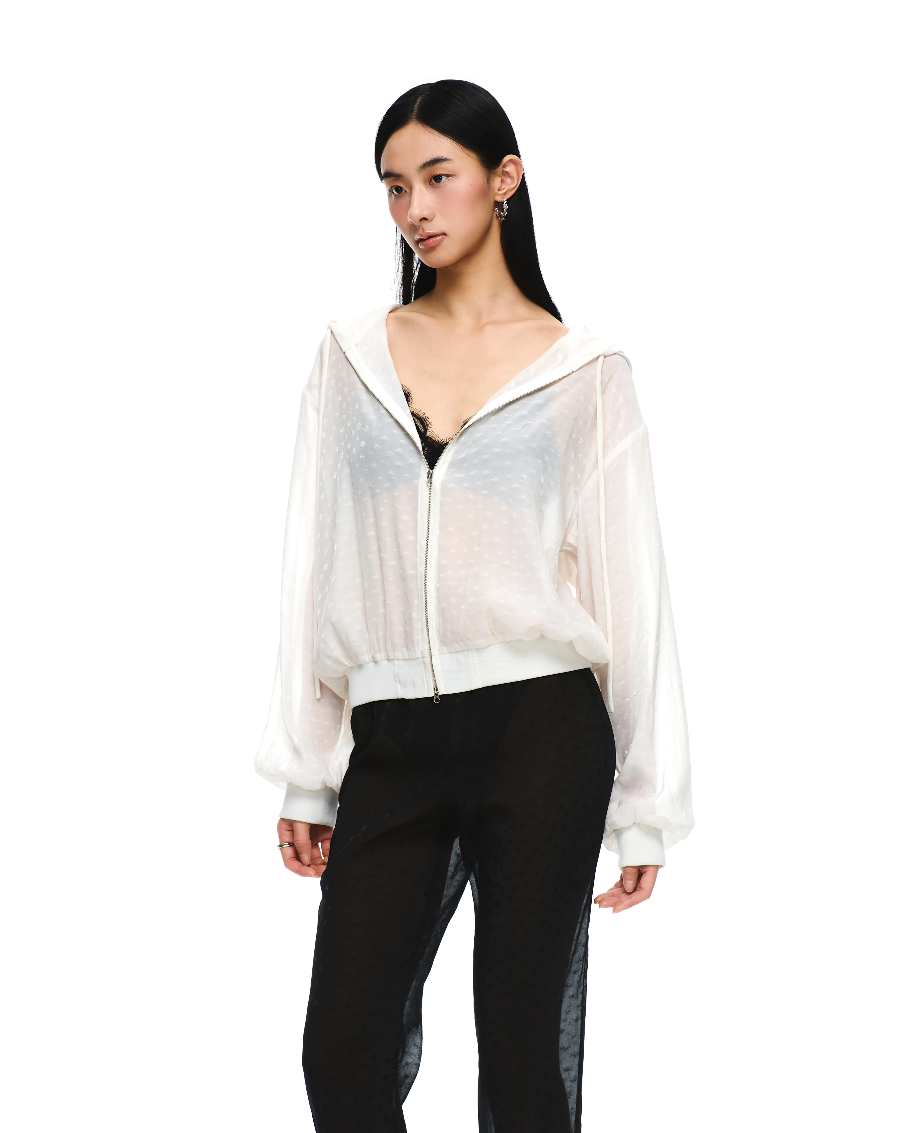 CHIFFON ZIP-UP HOODIE - Image 5