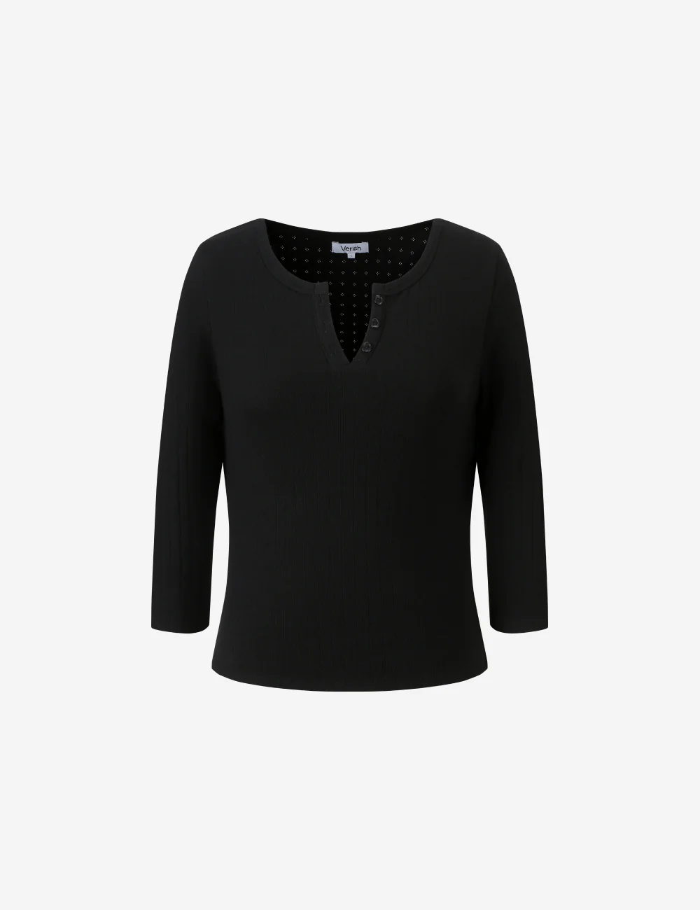 COTTON HENRY NECK LONG SLEEVE T-SHIRT - Image 8