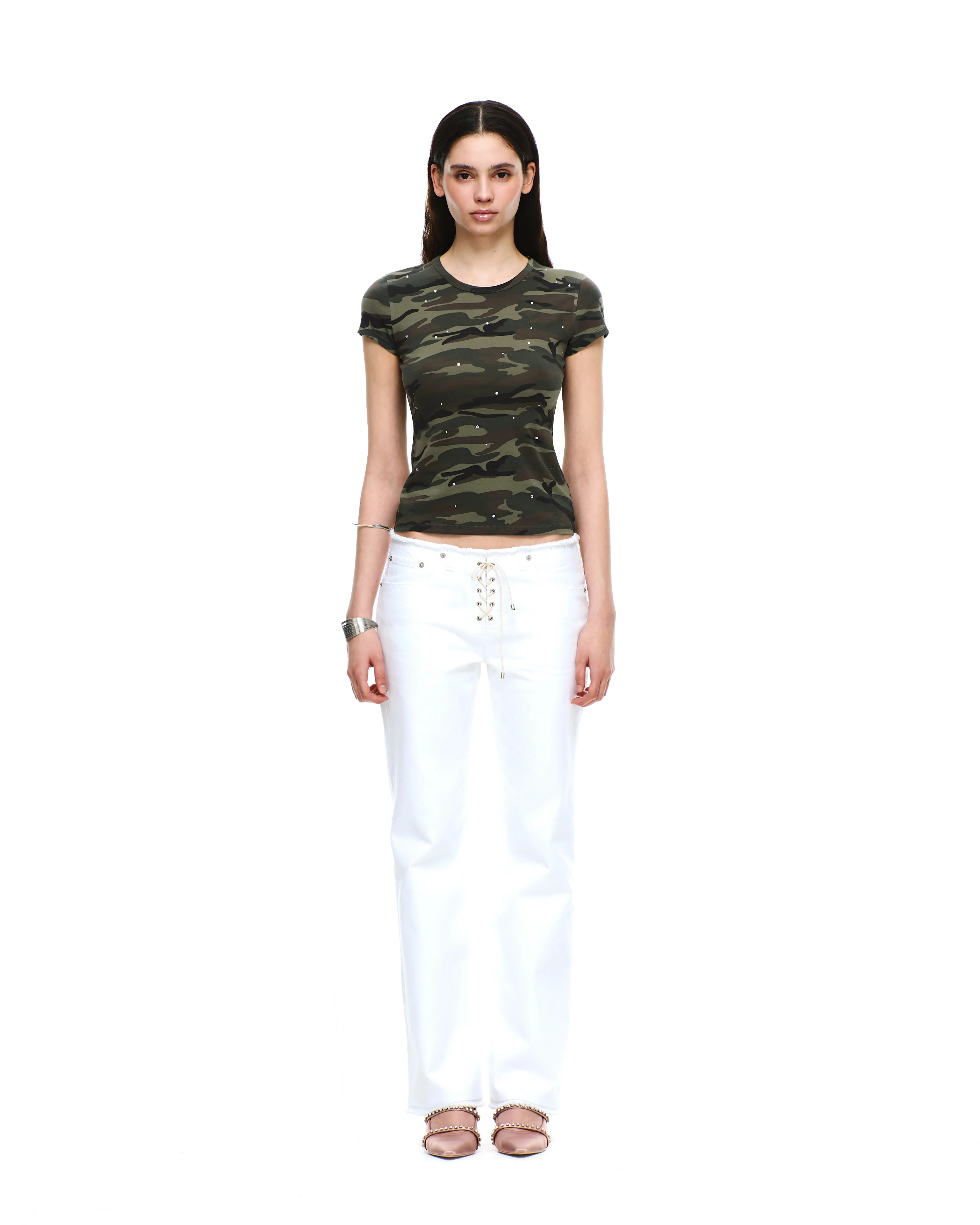 COTTON JERSEY SHORT SLEEVE RHINESTONE TOP - Image 16