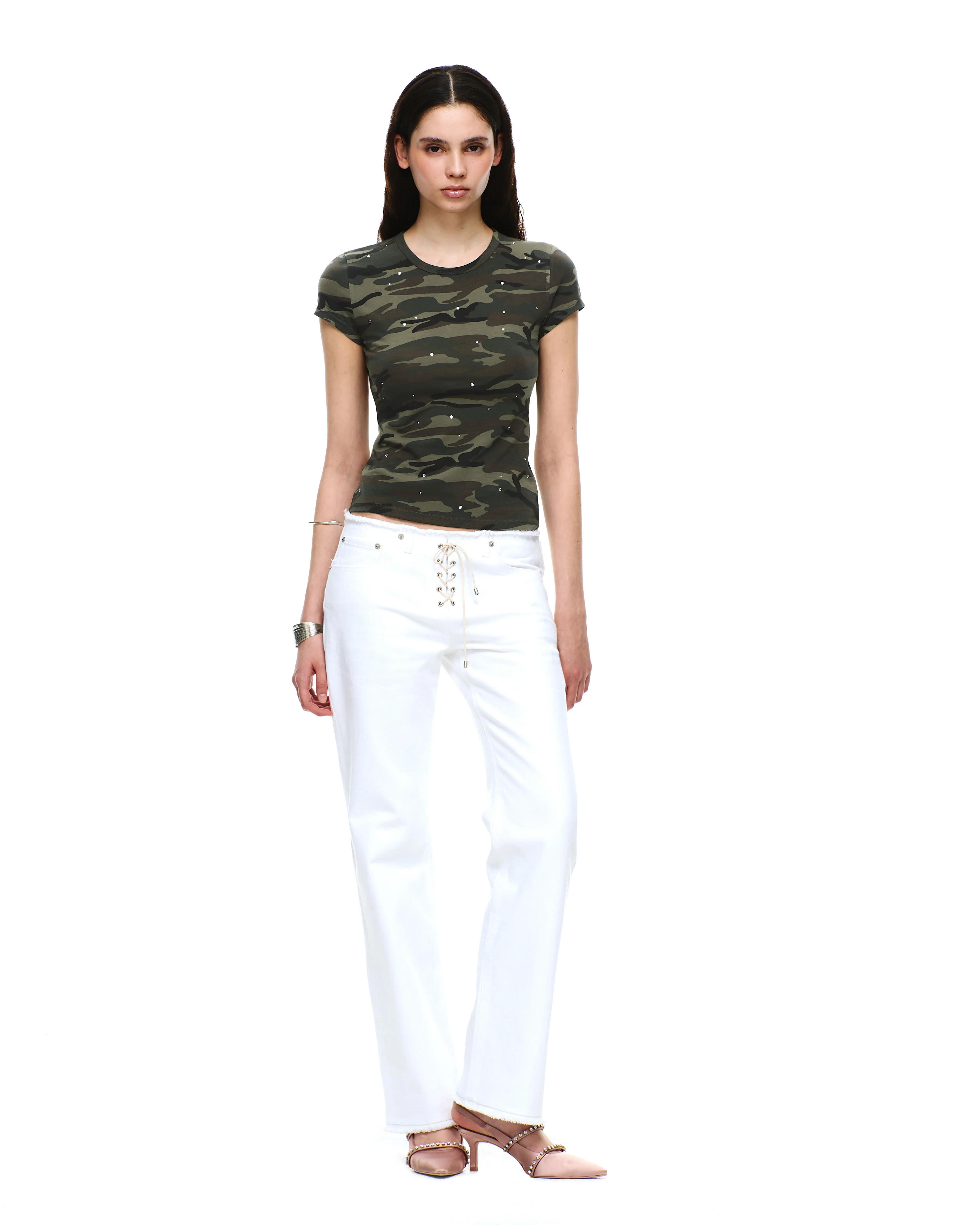 COTTON JERSEY SHORT SLEEVE RHINESTONE TOP - Image 17