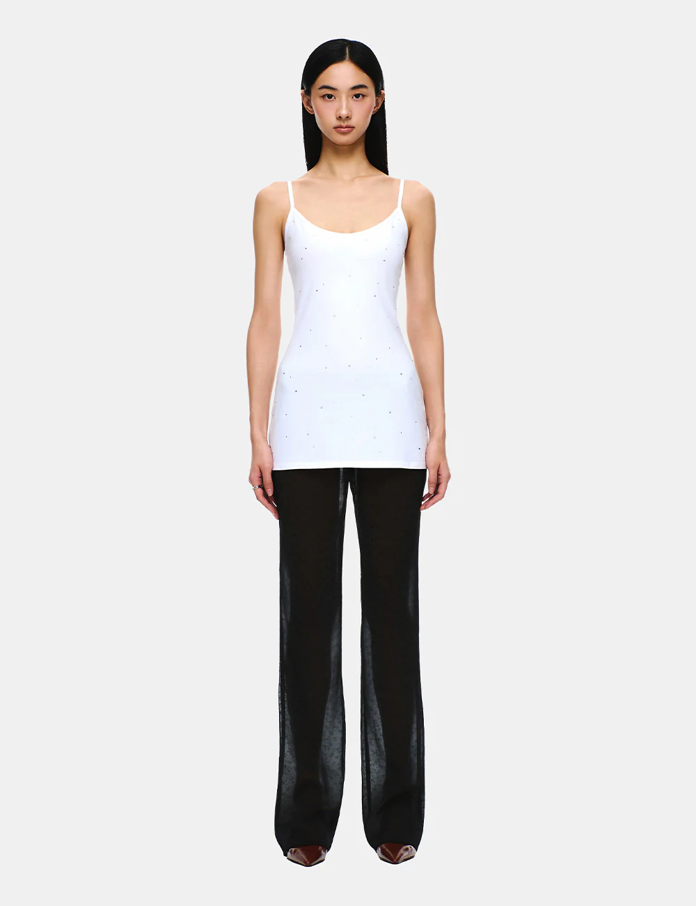 COTTON JERSEY U-NECK RHINESTONE DRESS - Image 10