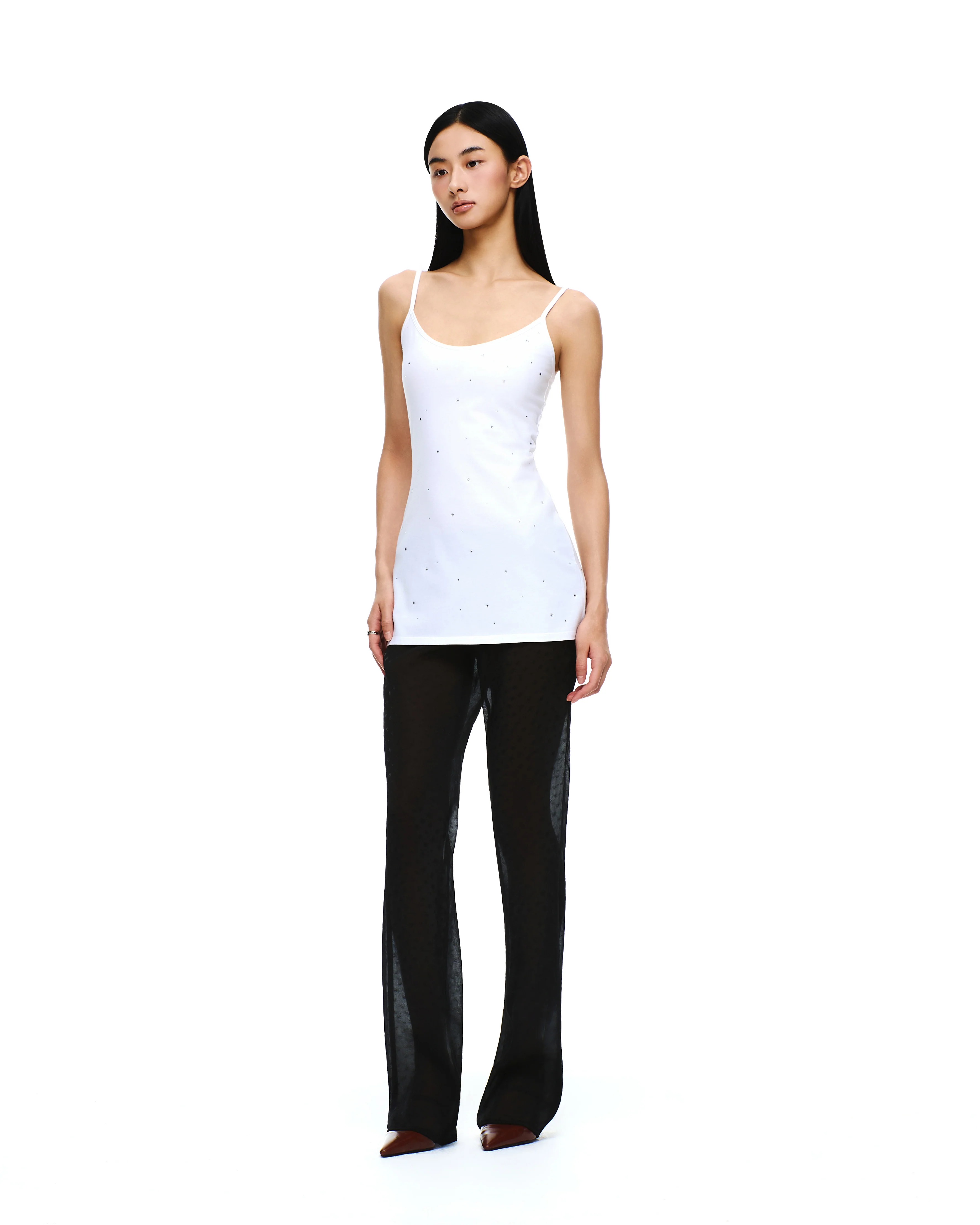 COTTON JERSEY U-NECK RHINESTONE DRESS - Image 11