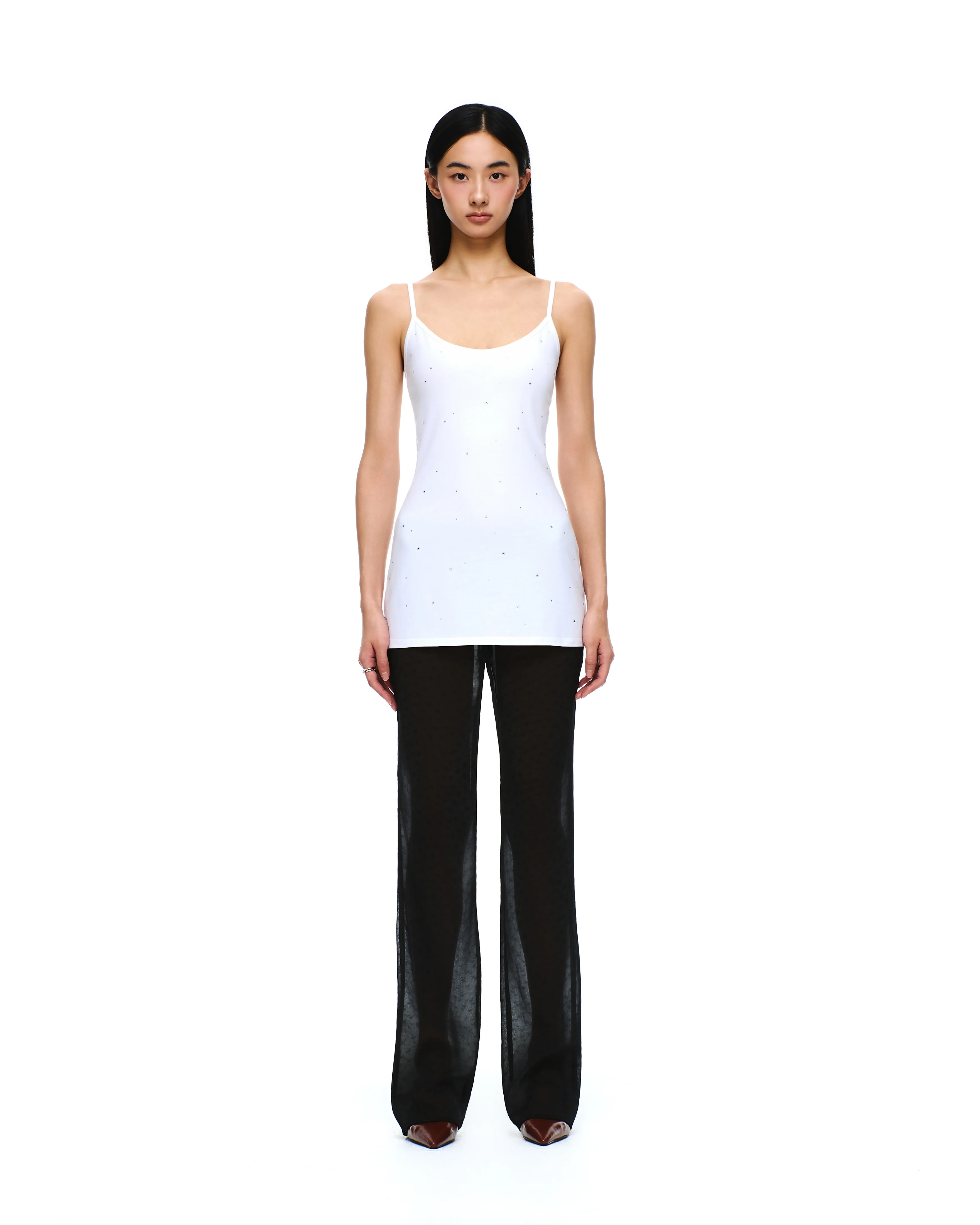 COTTON JERSEY U-NECK RHINESTONE DRESS - Image 12