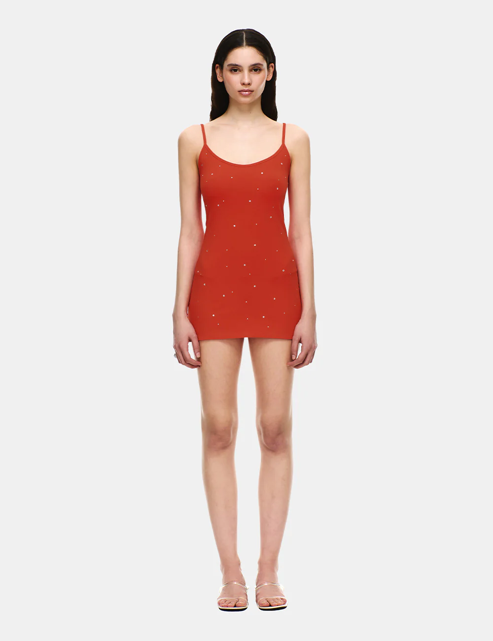 COTTON JERSEY U-NECK RHINESTONE DRESS - Image 14