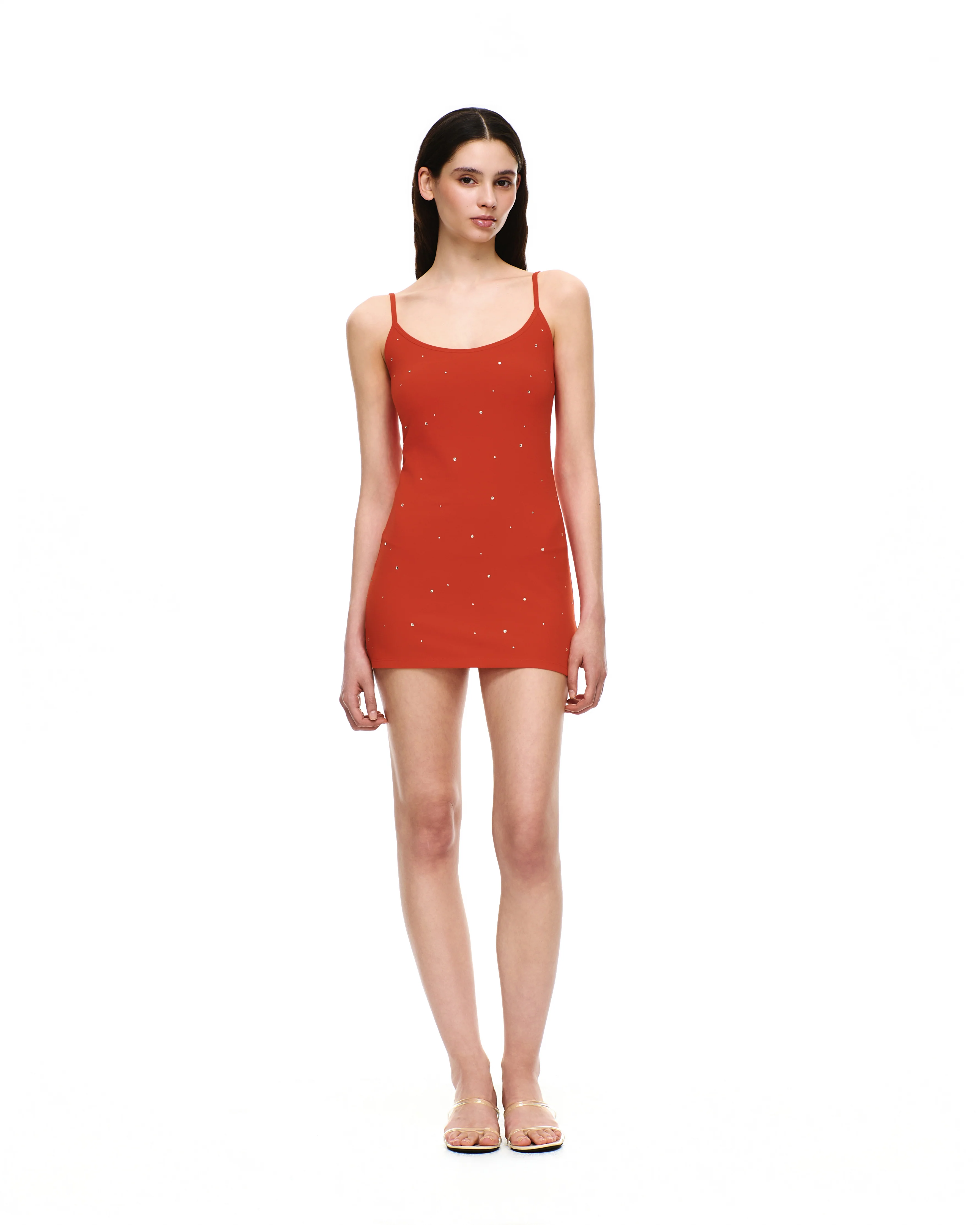 COTTON JERSEY U-NECK RHINESTONE DRESS - Image 16
