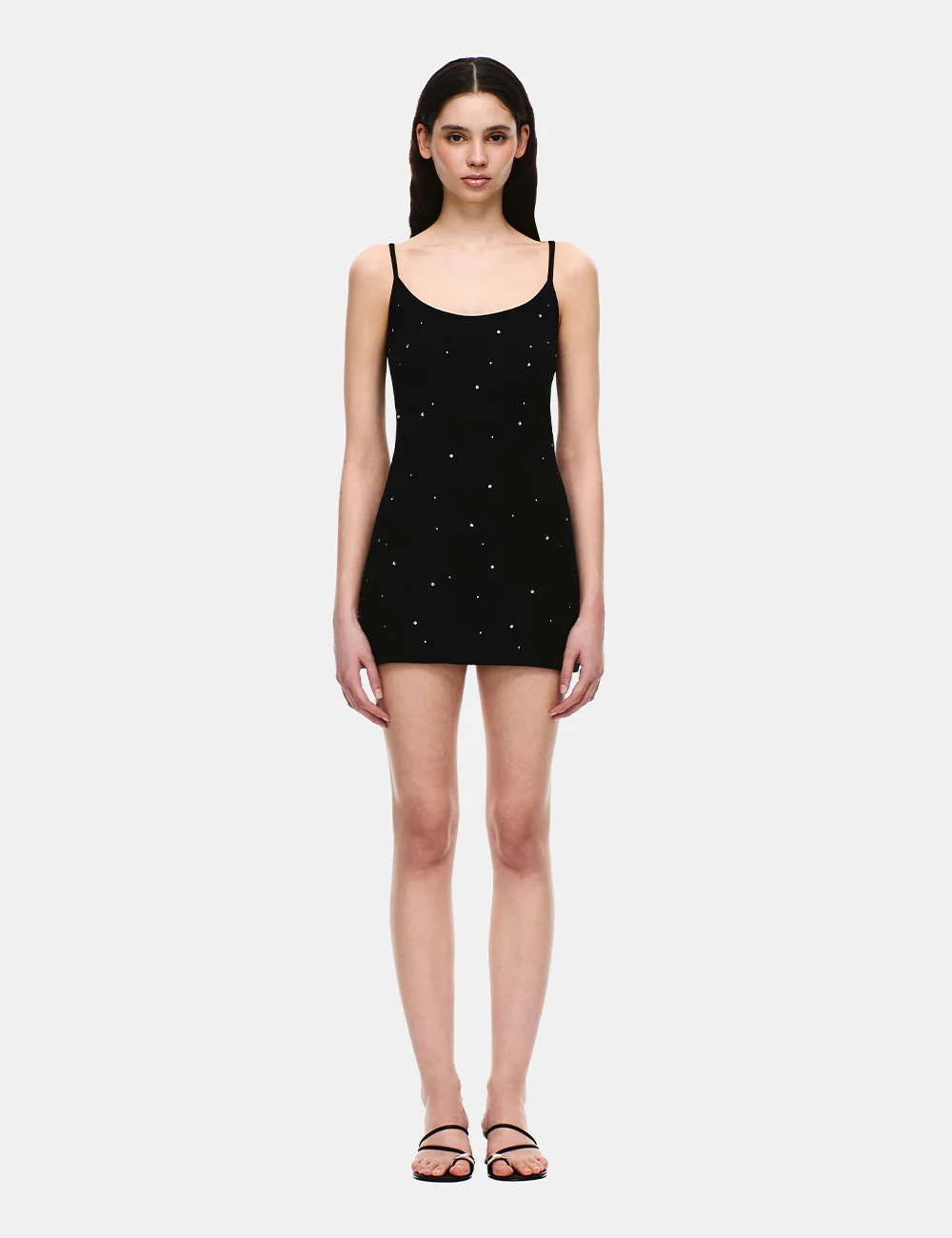 COTTON JERSEY U-NECK RHINESTONE DRESS - Image 6