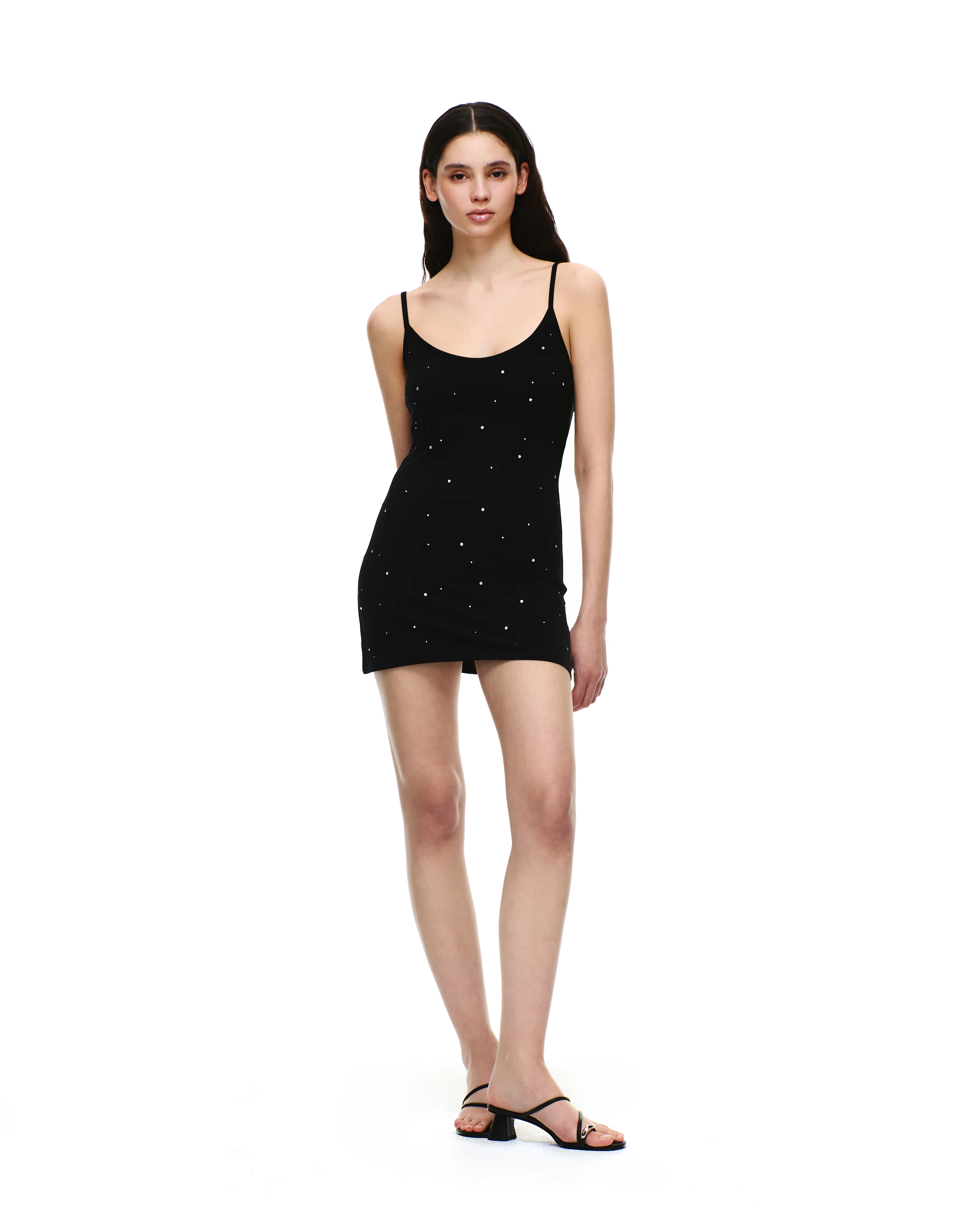 COTTON JERSEY U-NECK RHINESTONE DRESS - Image 8