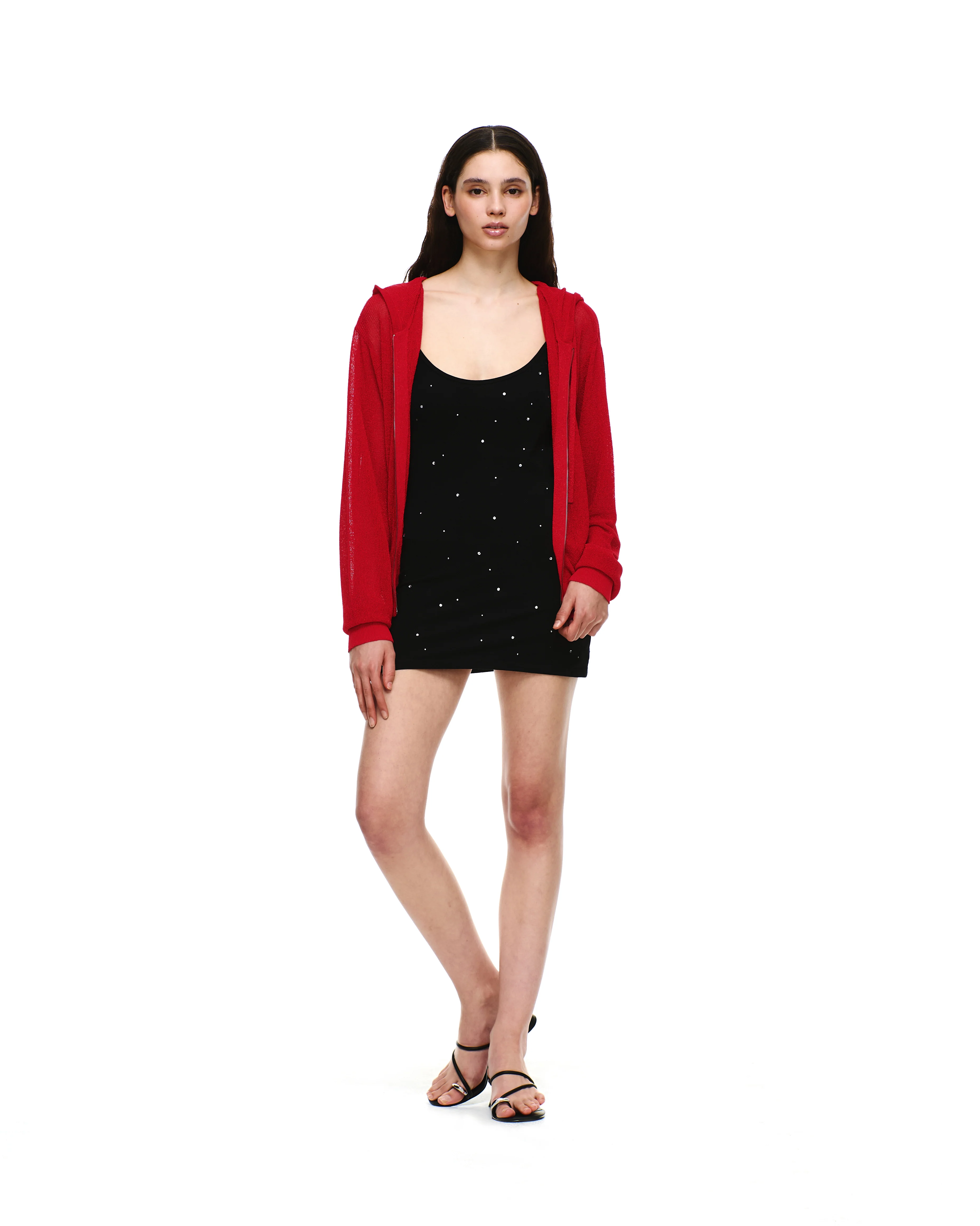 COTTON JERSEY U-NECK RHINESTONE DRESS - Image 9