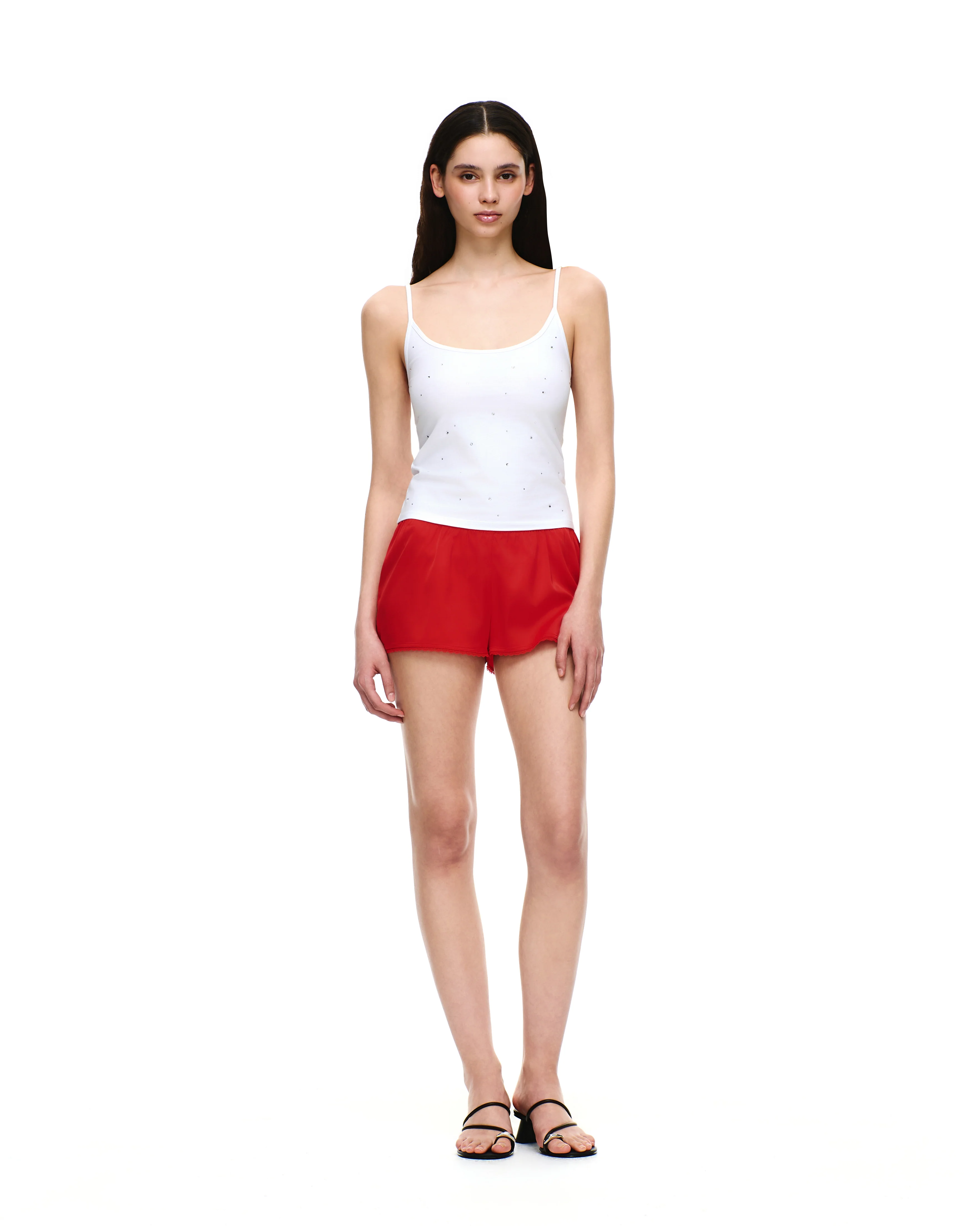 COTTON JERSEY U-NECK RHINESTONE TANK TOP - Image 11