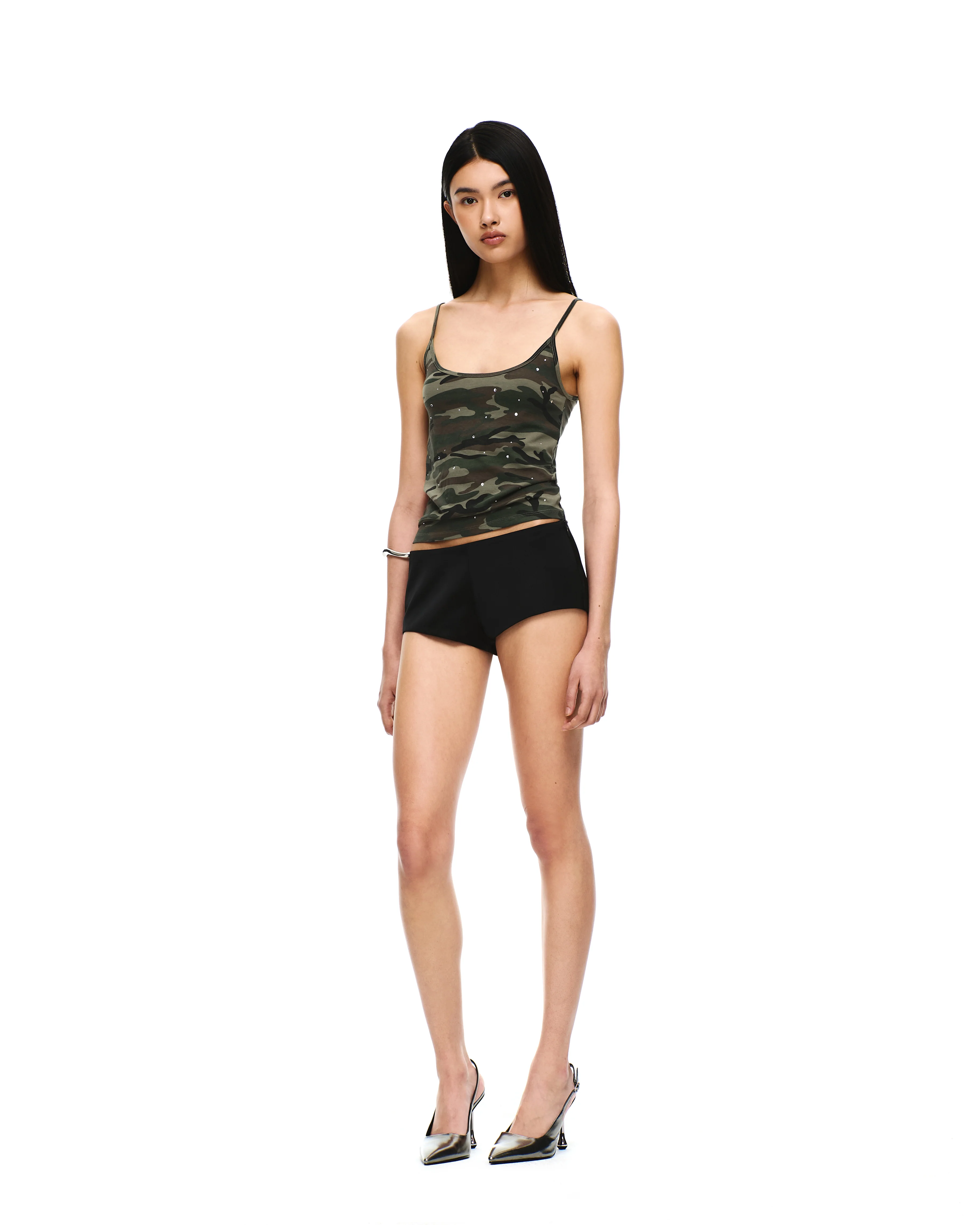 COTTON JERSEY U-NECK RHINESTONE TANK TOP - Image 15