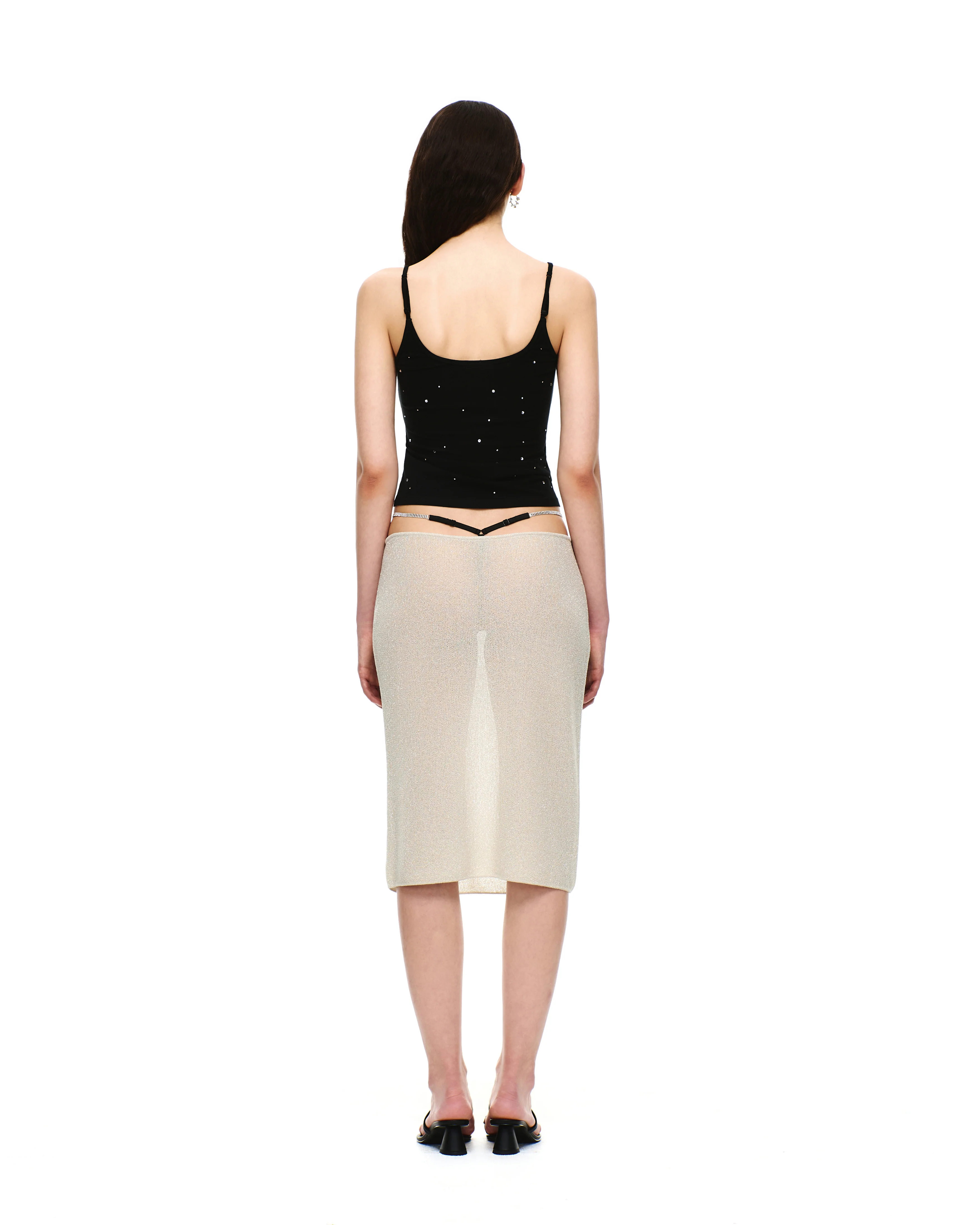 COTTON JERSEY U-NECK RHINESTONE TANK TOP - Image 4