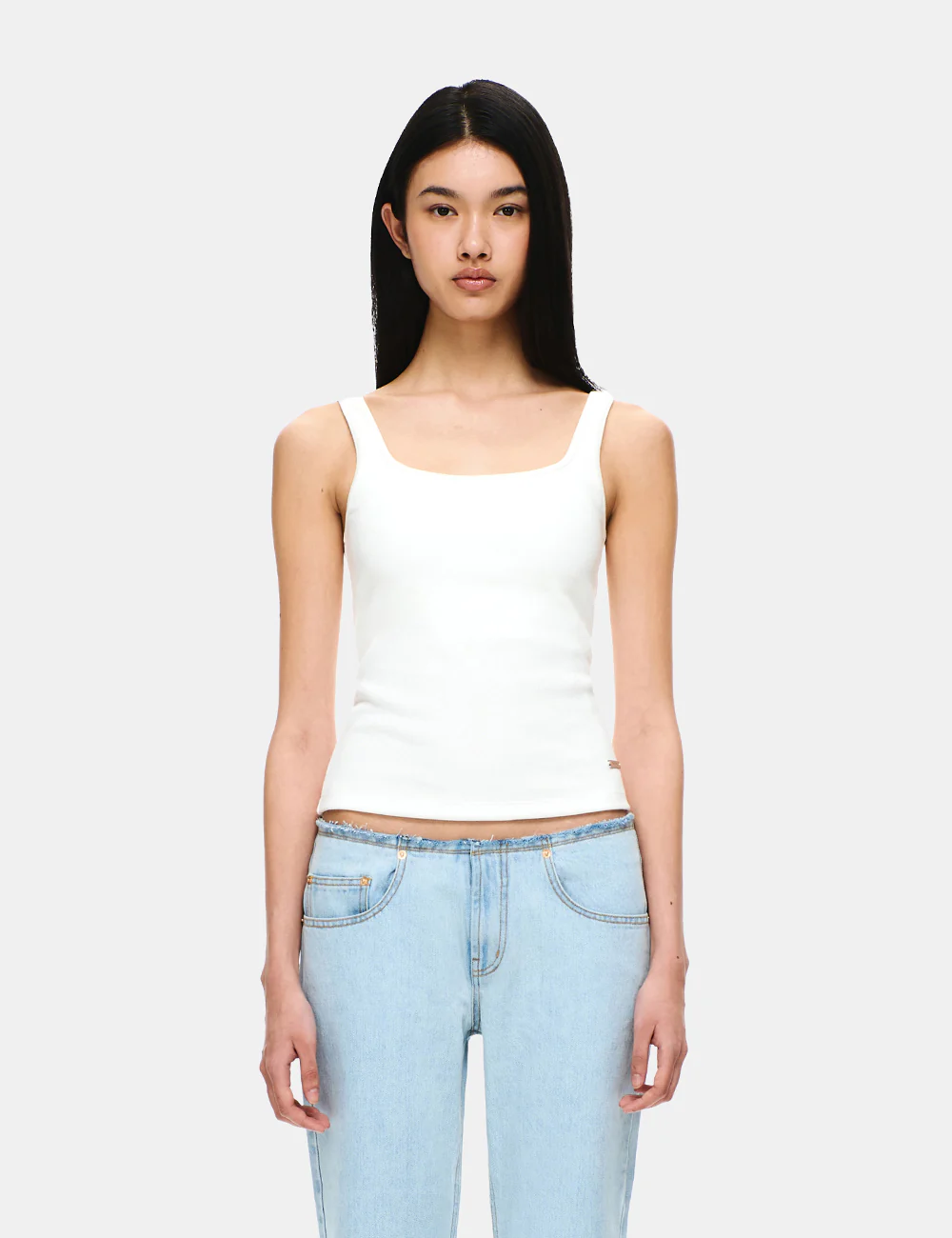 COTTON RIB SQUARE NECK BRA TOP - Image 21