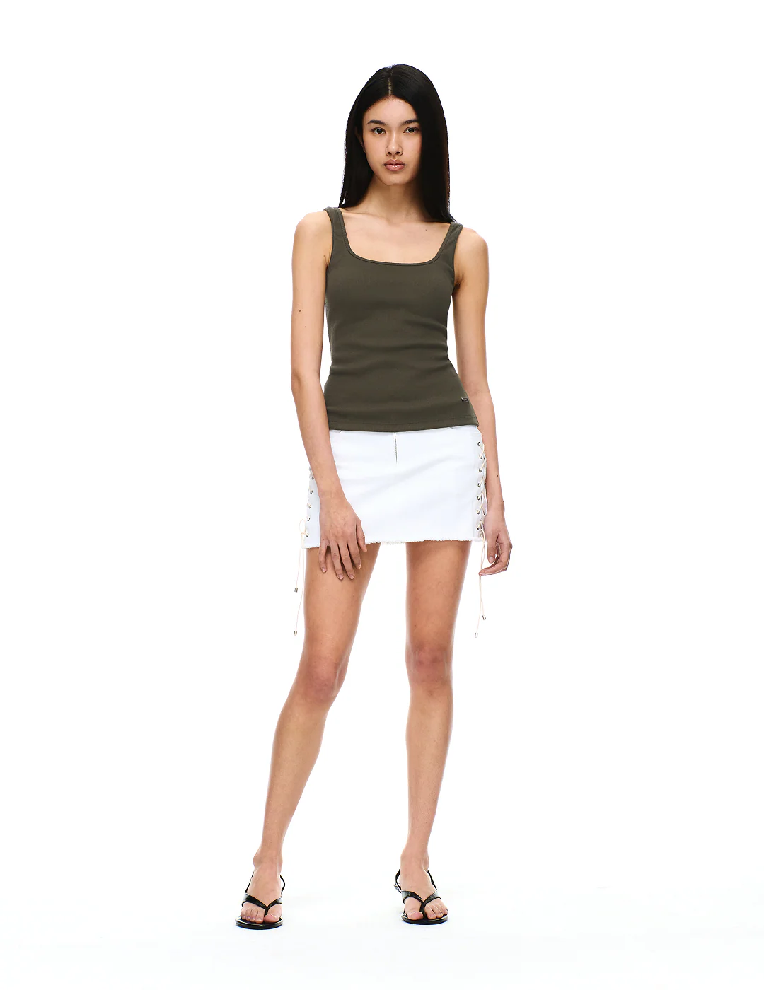 COTTON RIB SQUARE NECK BRA TOP - Image 3
