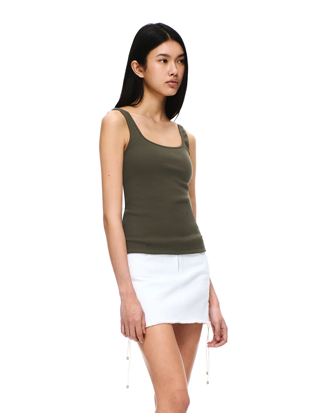 COTTON RIB SQUARE NECK BRA TOP - Image 4