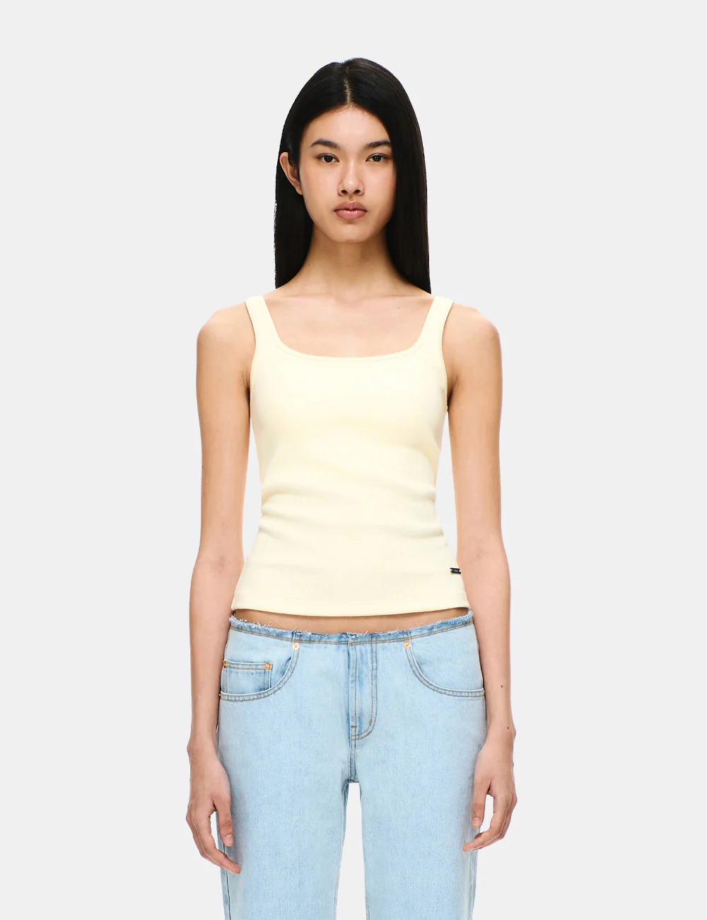 COTTON RIB SQUARE NECK BRA TOP - Image 5