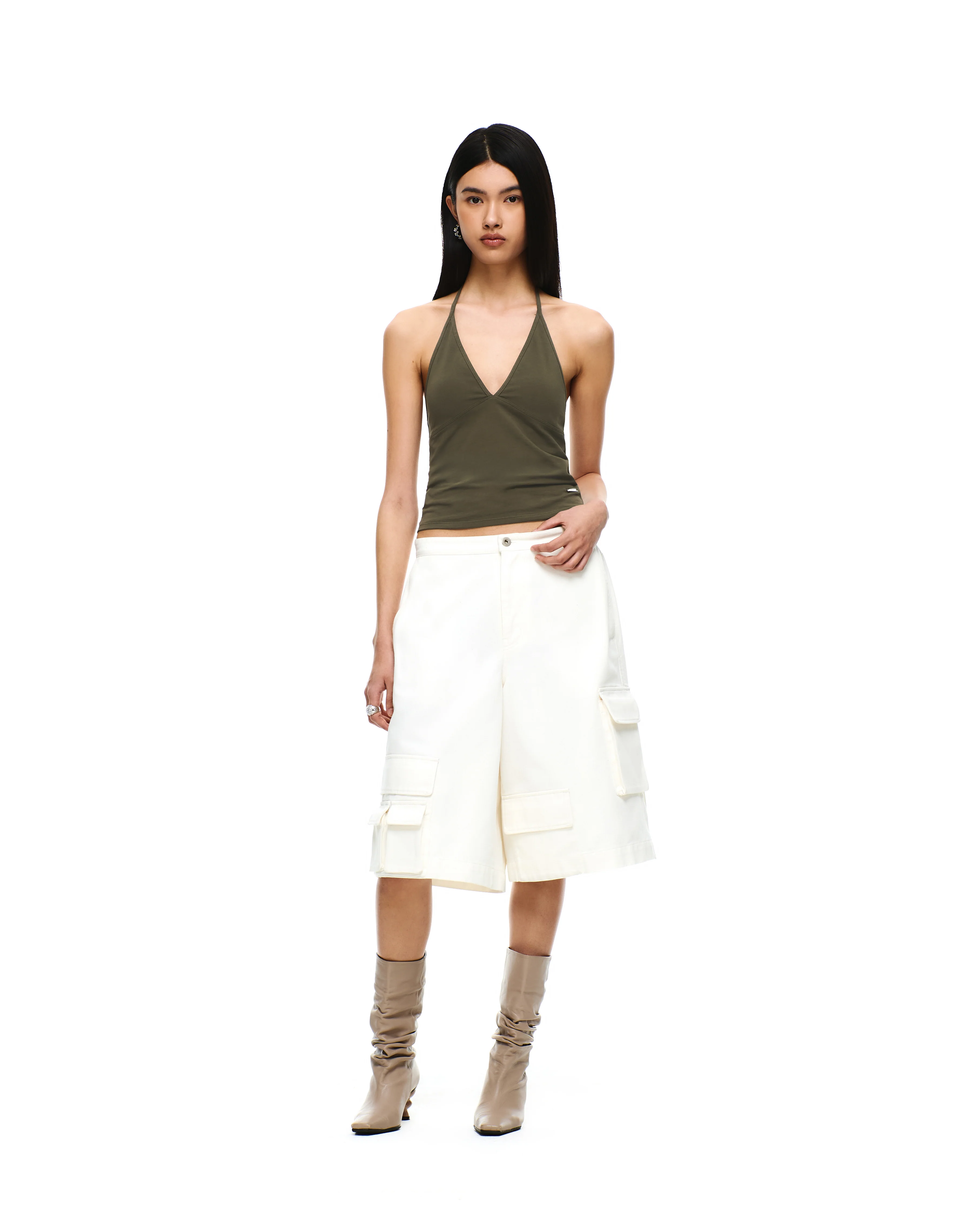 COTTON TWILL CARGO BERMUDA PANTS - Image 4