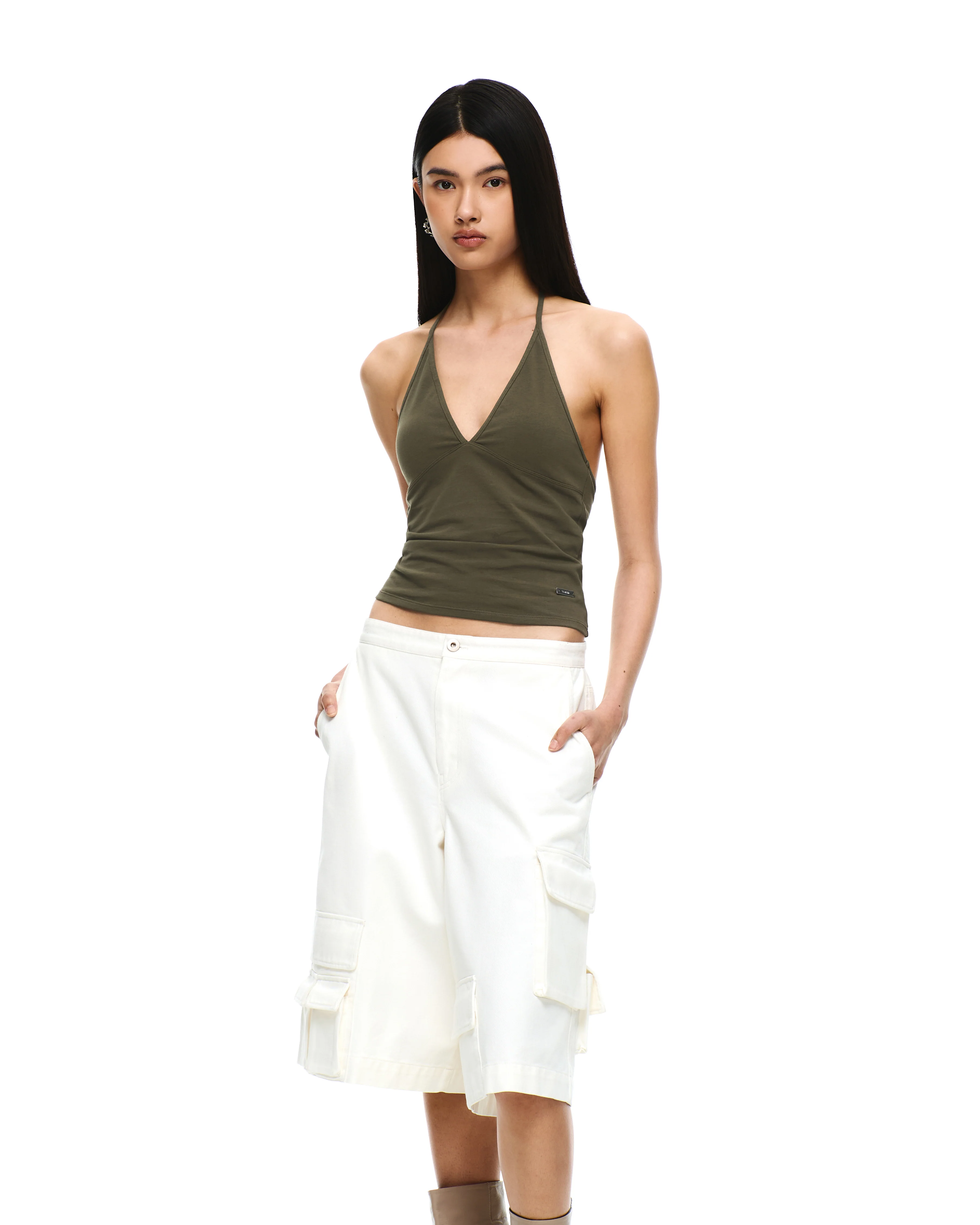 COTTON TWILL CARGO BERMUDA PANTS - Image 5
