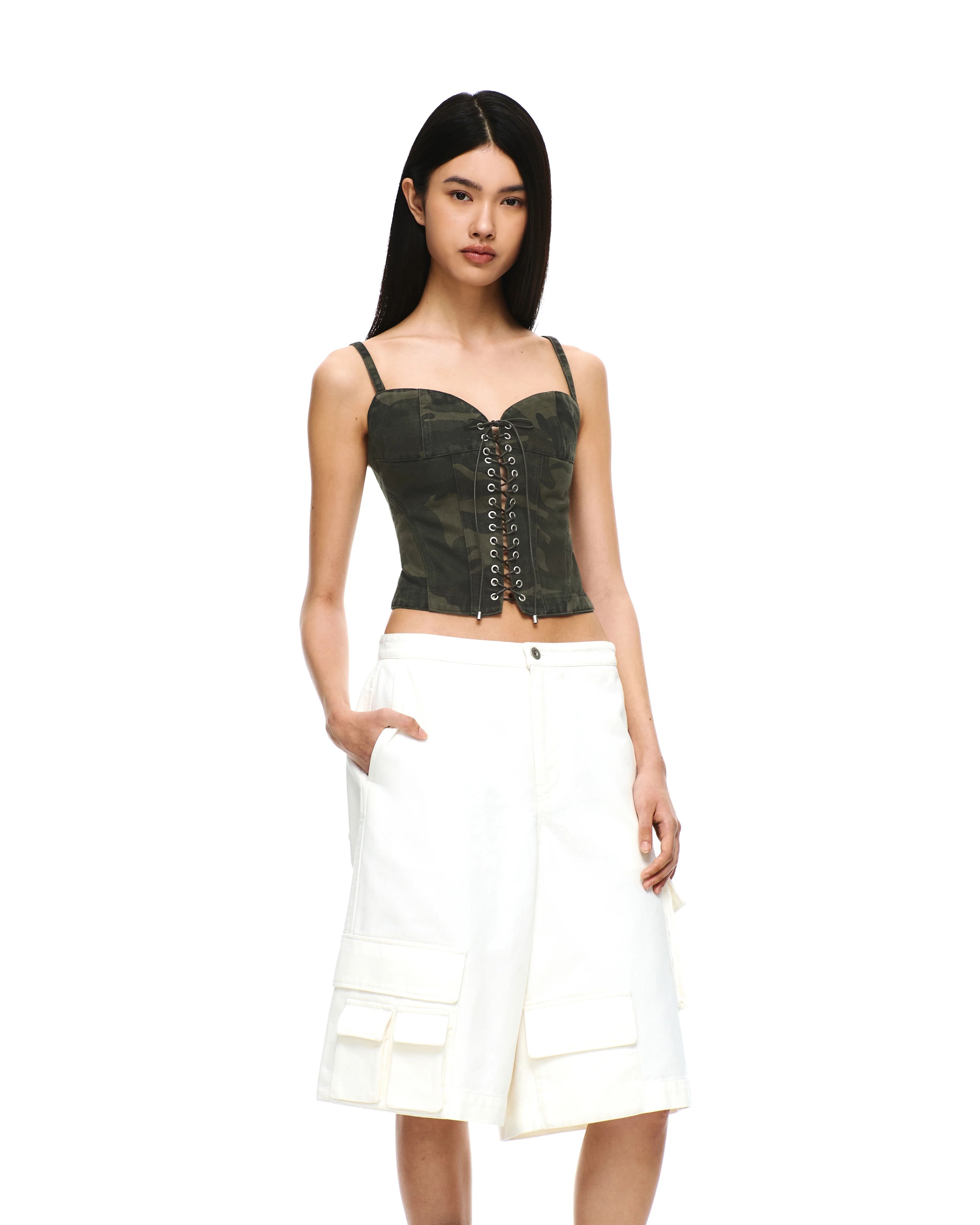 COTTON TWILL CARGO BERMUDA PANTS - Image 6