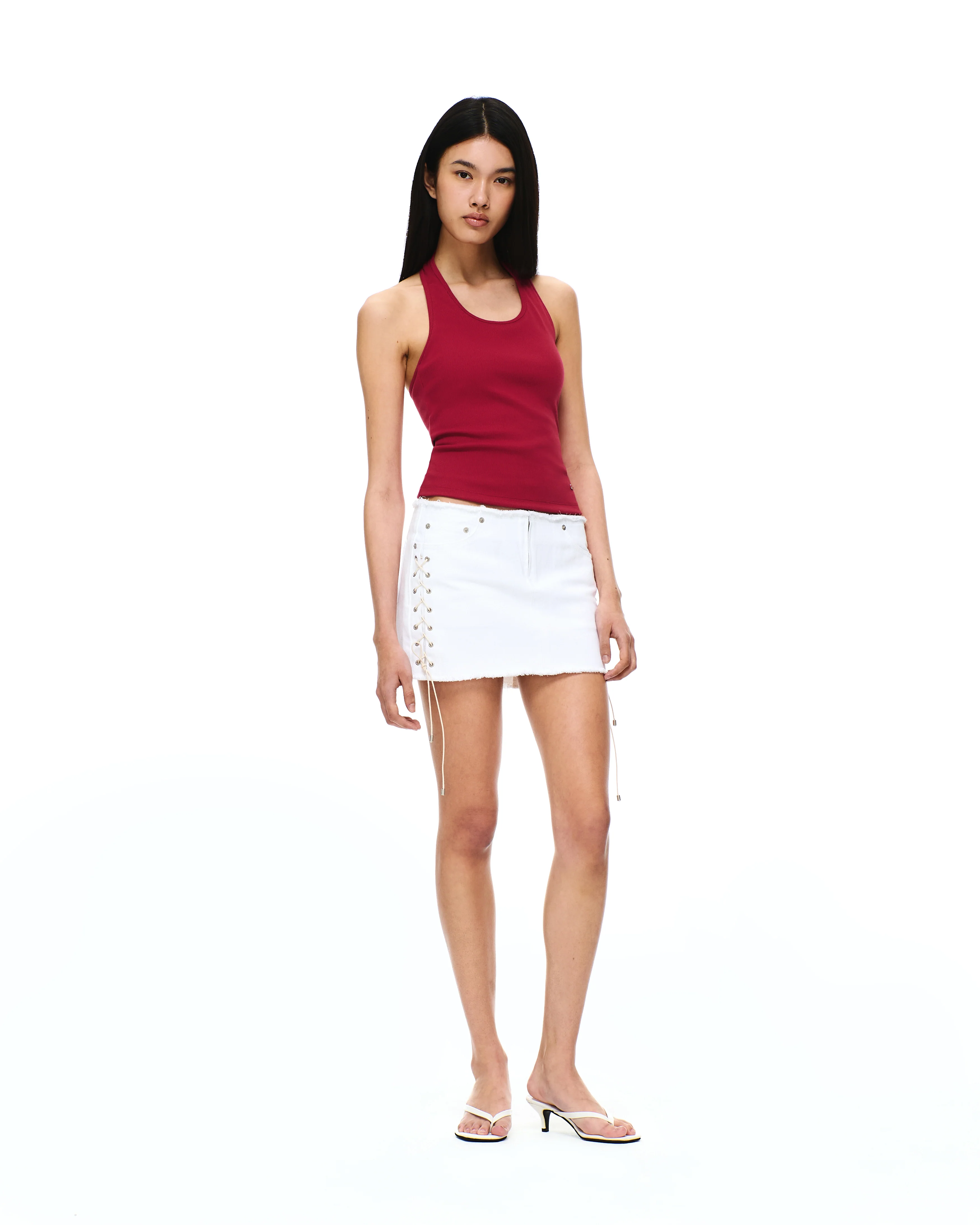 DENIM LACE-UP MINI SKIRT - Image 10