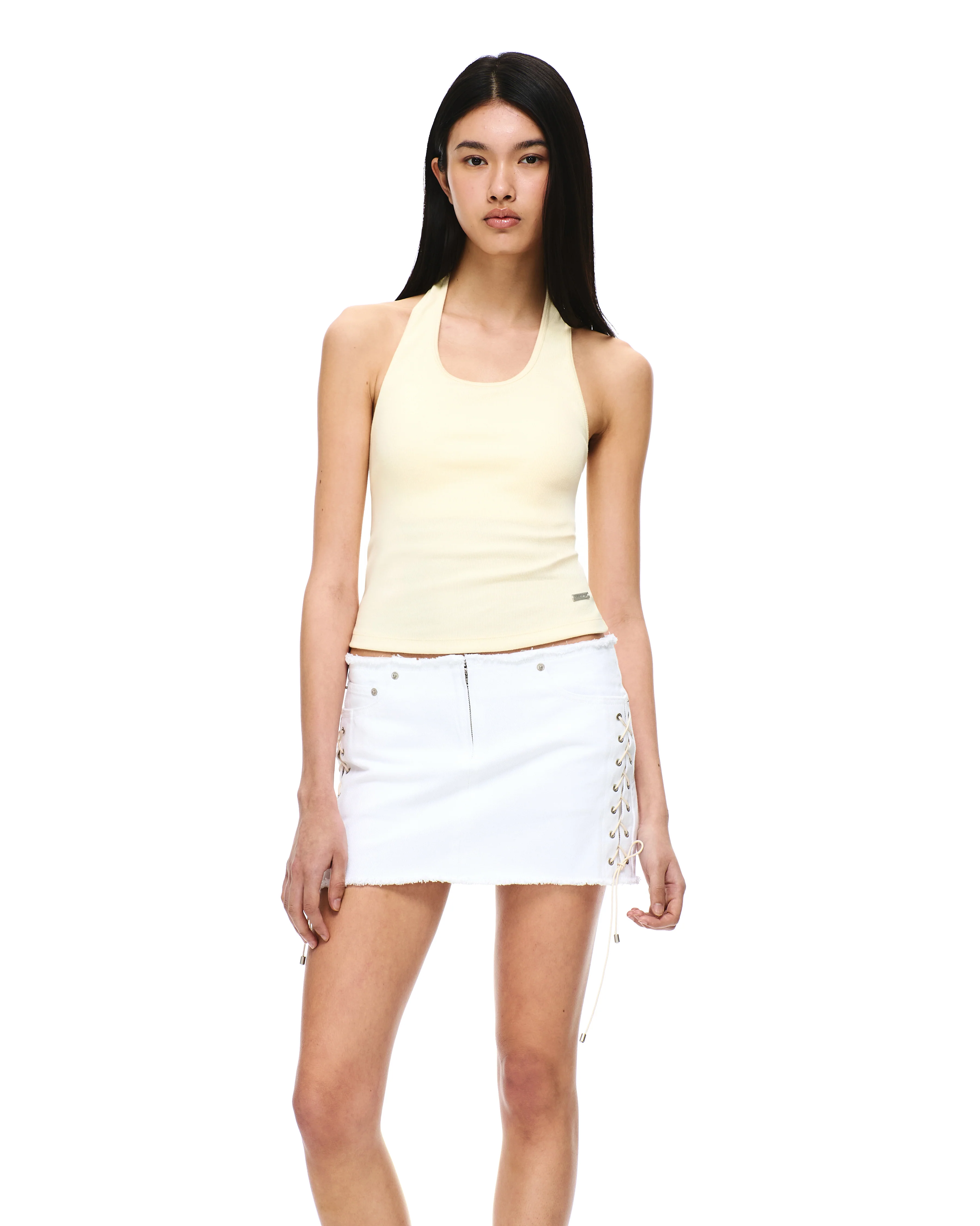 DENIM LACE-UP MINI SKIRT - Image 7