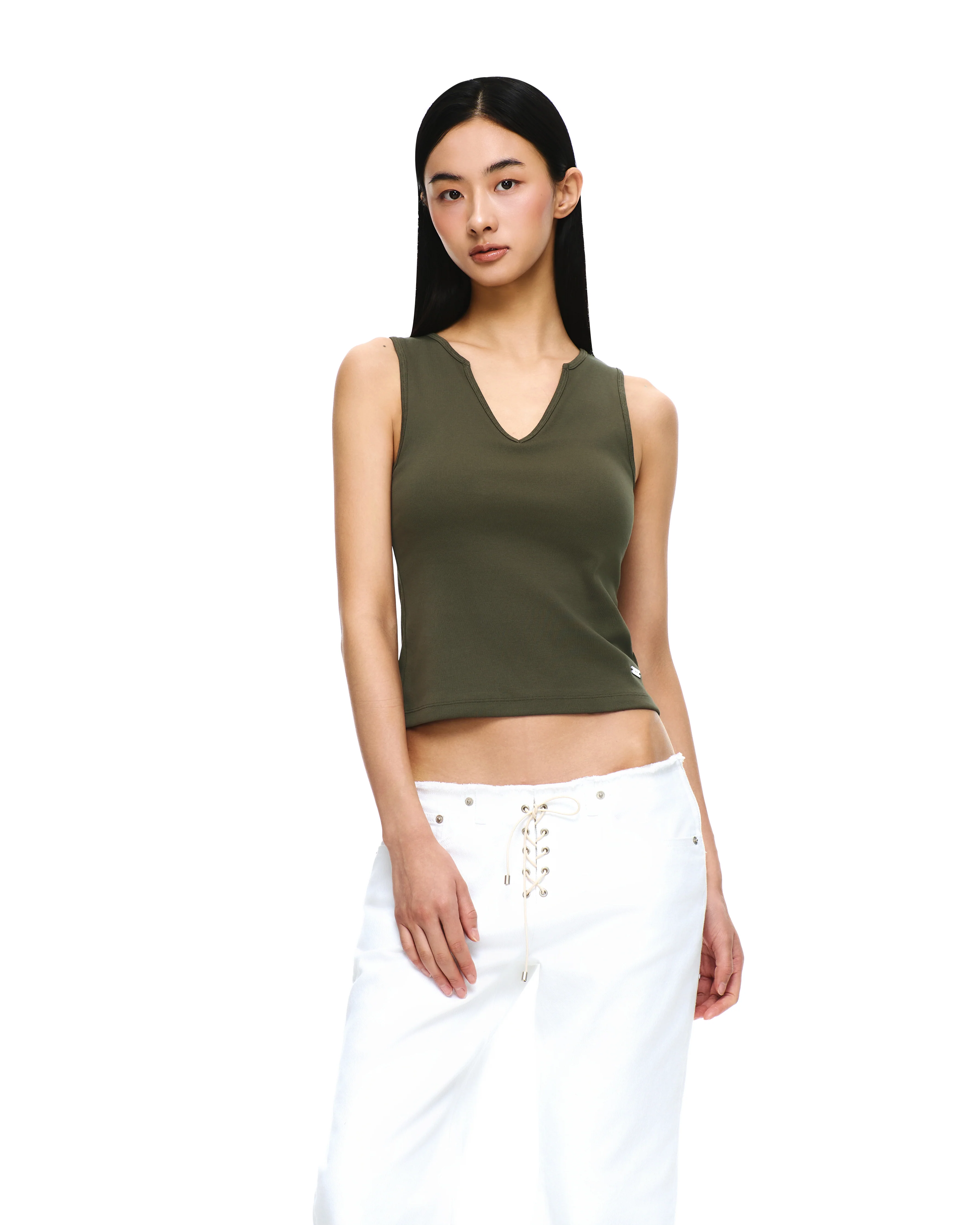 DENIM LOW-RISE LACE-UP PANTS - Image 7