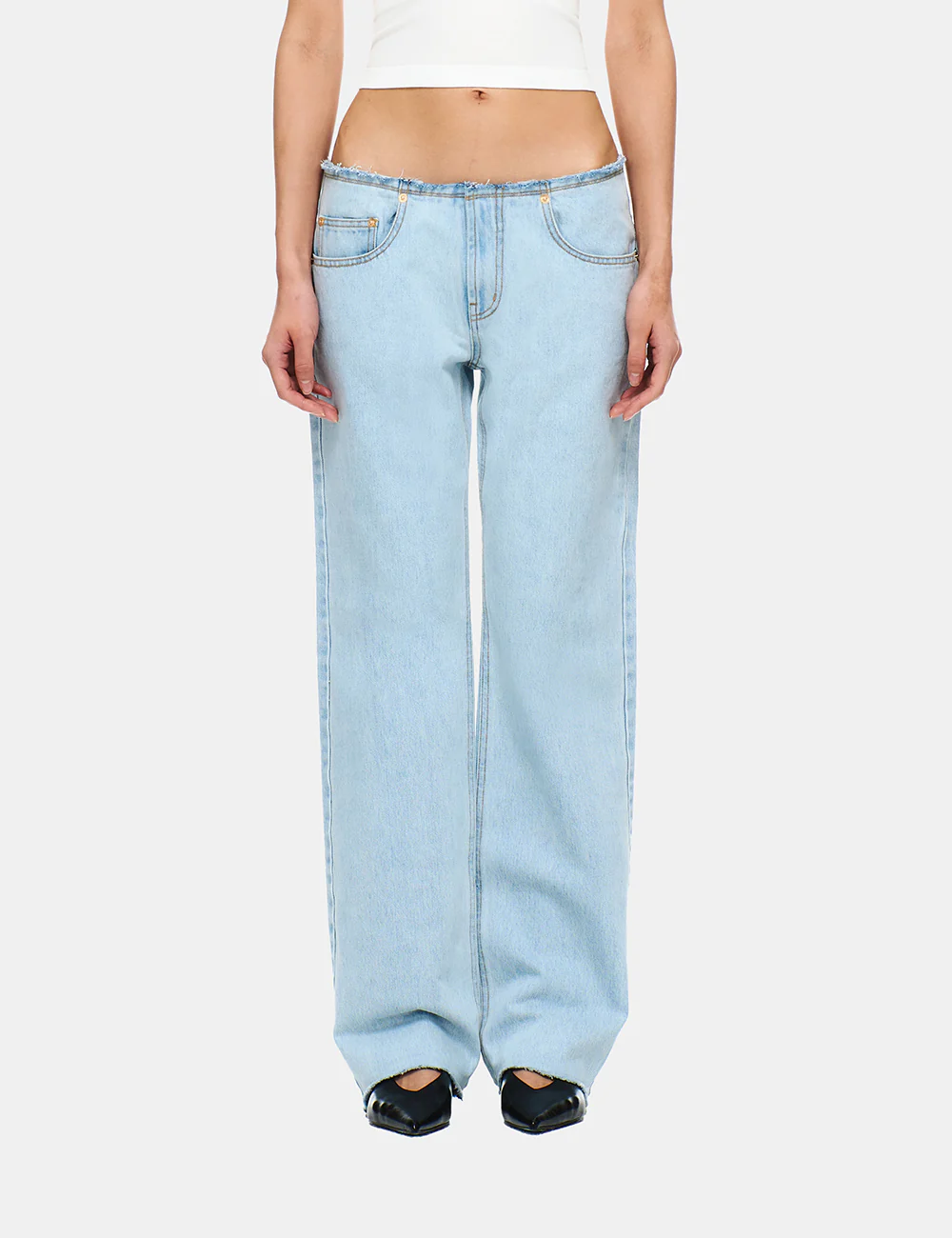 DENIM LOW-RISE PANTS