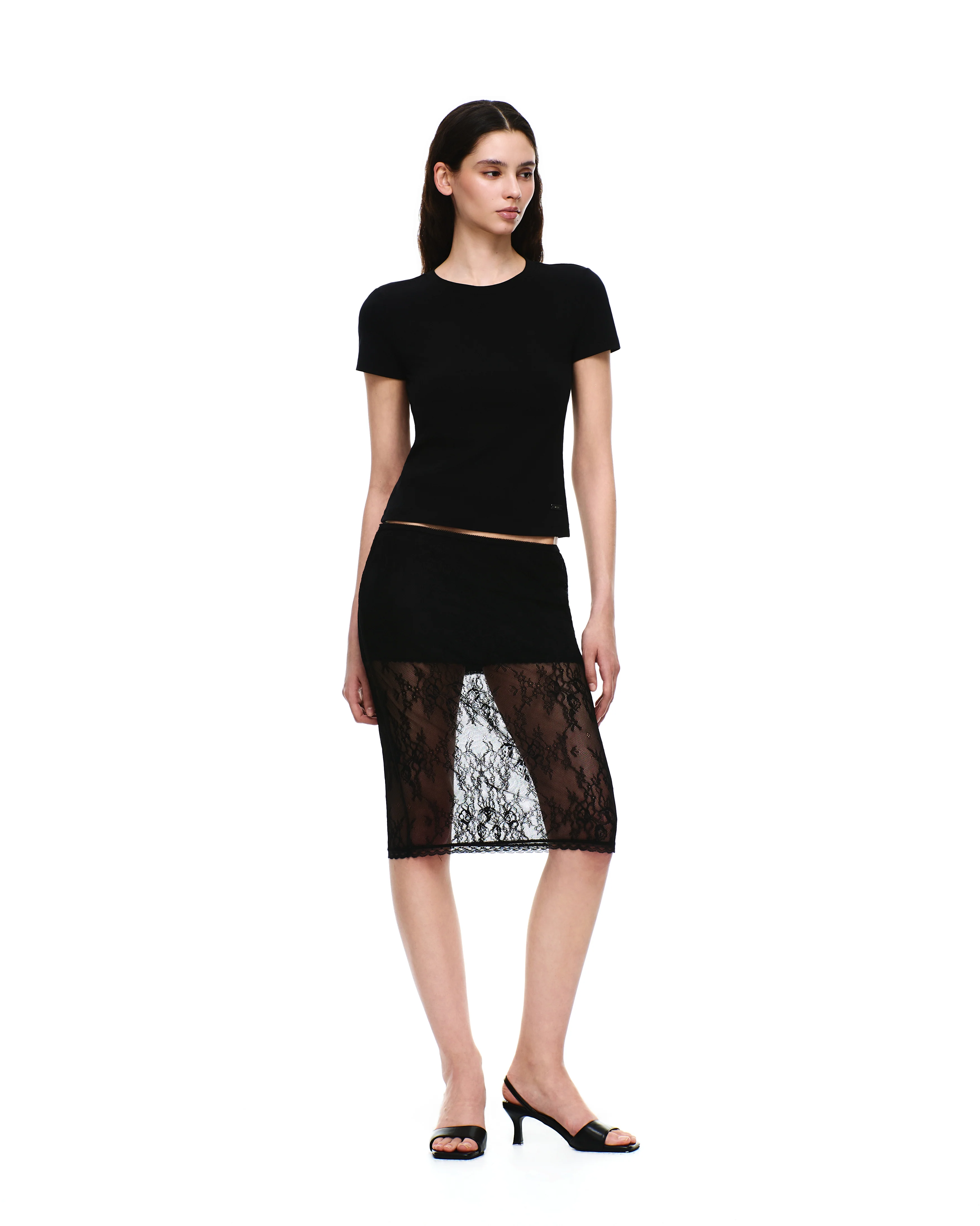LACE LAYERING MIDI SKIRT - Image 3