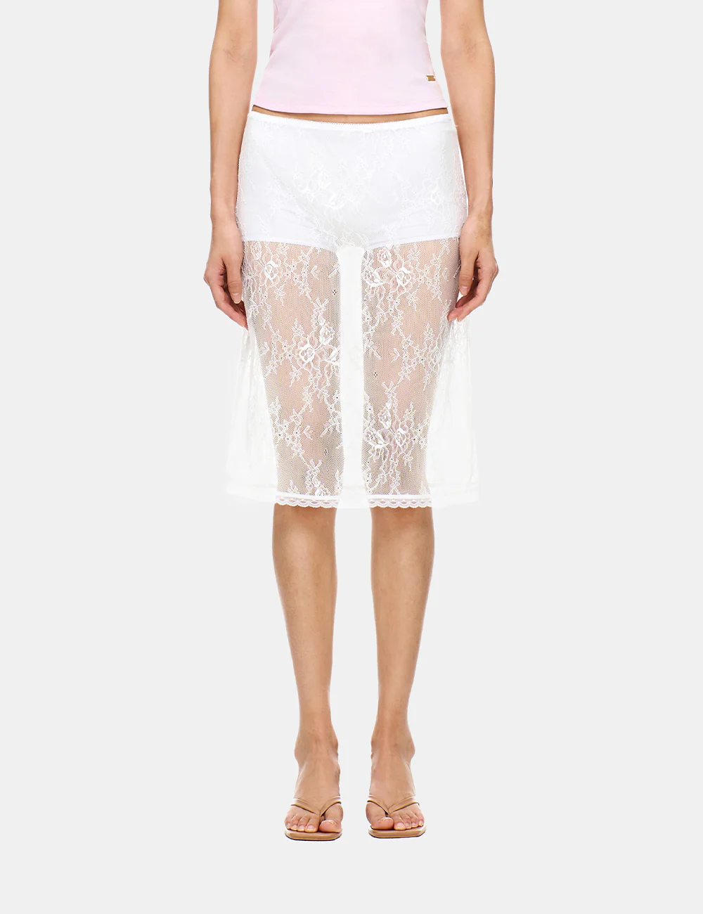 LACE LAYERING MIDI SKIRT - Image 5