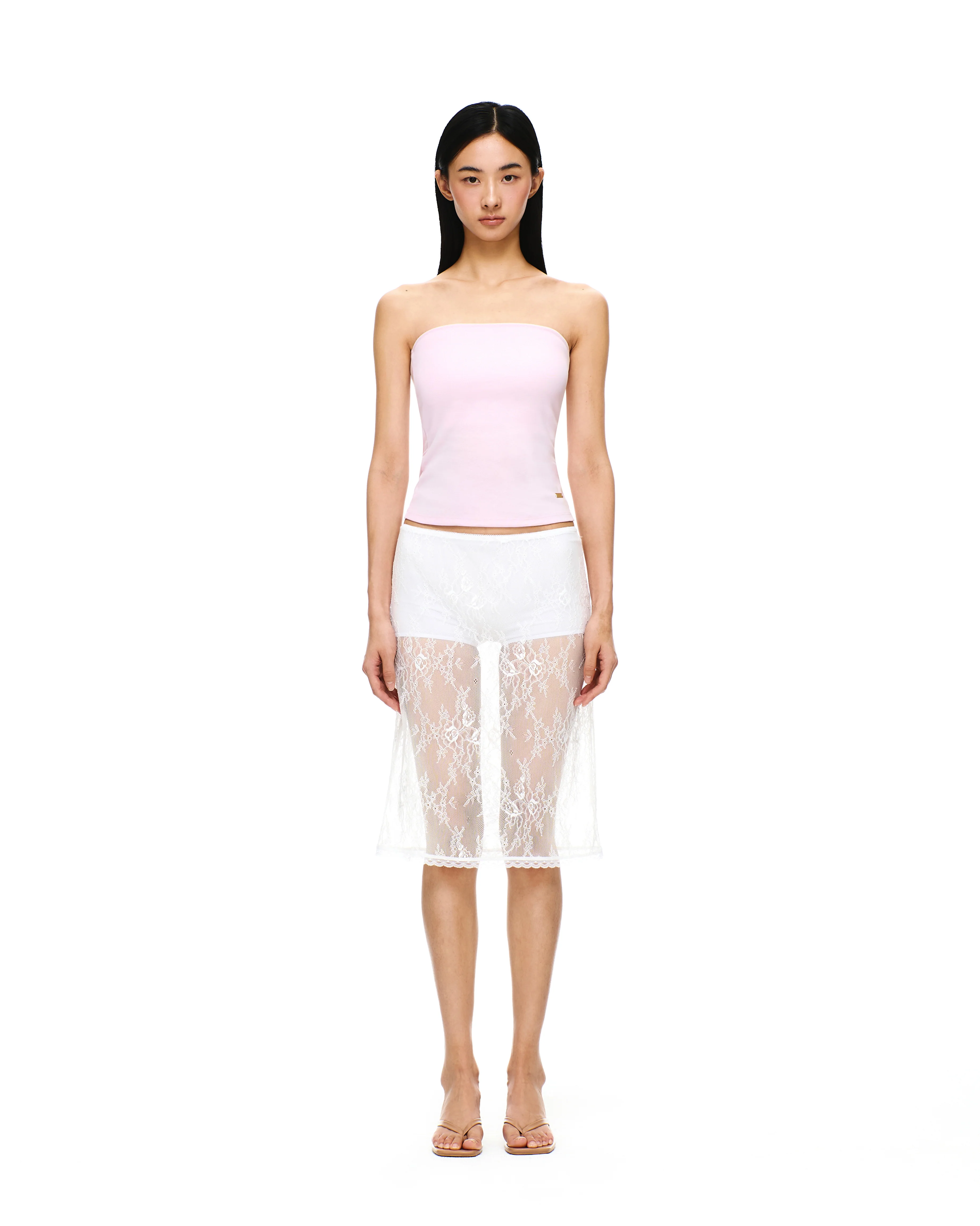 LACE LAYERING MIDI SKIRT - Image 6