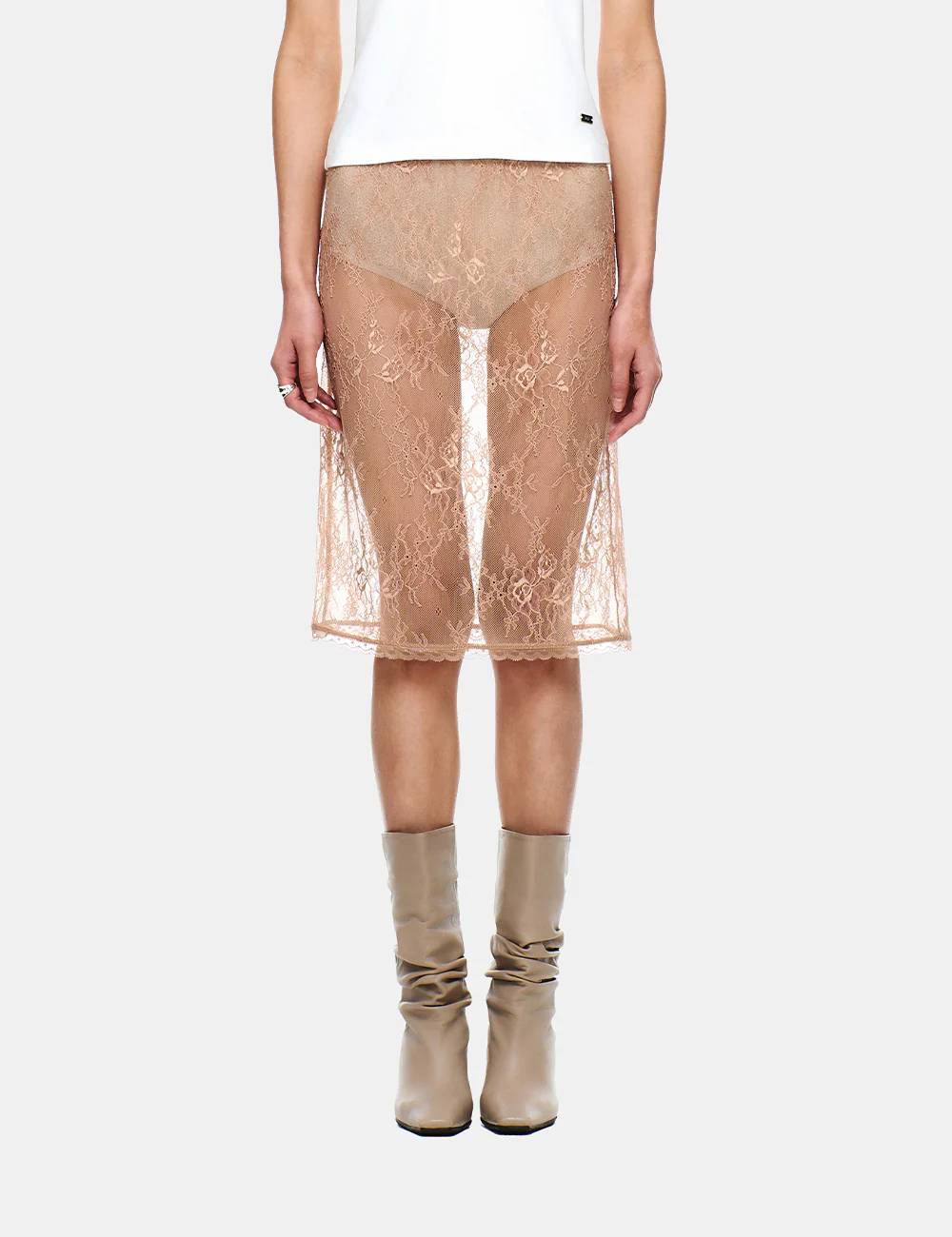 LACE LAYERING MIDI SKIRT - Image 9