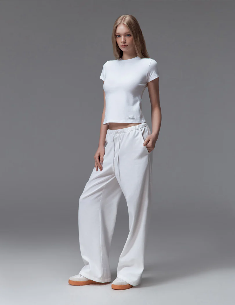 NEW BASIC COTTON WIDE LEG PANTS