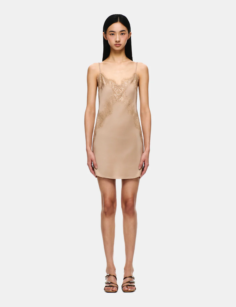 SATIN LACE-UP MINI DRESS - Image 7