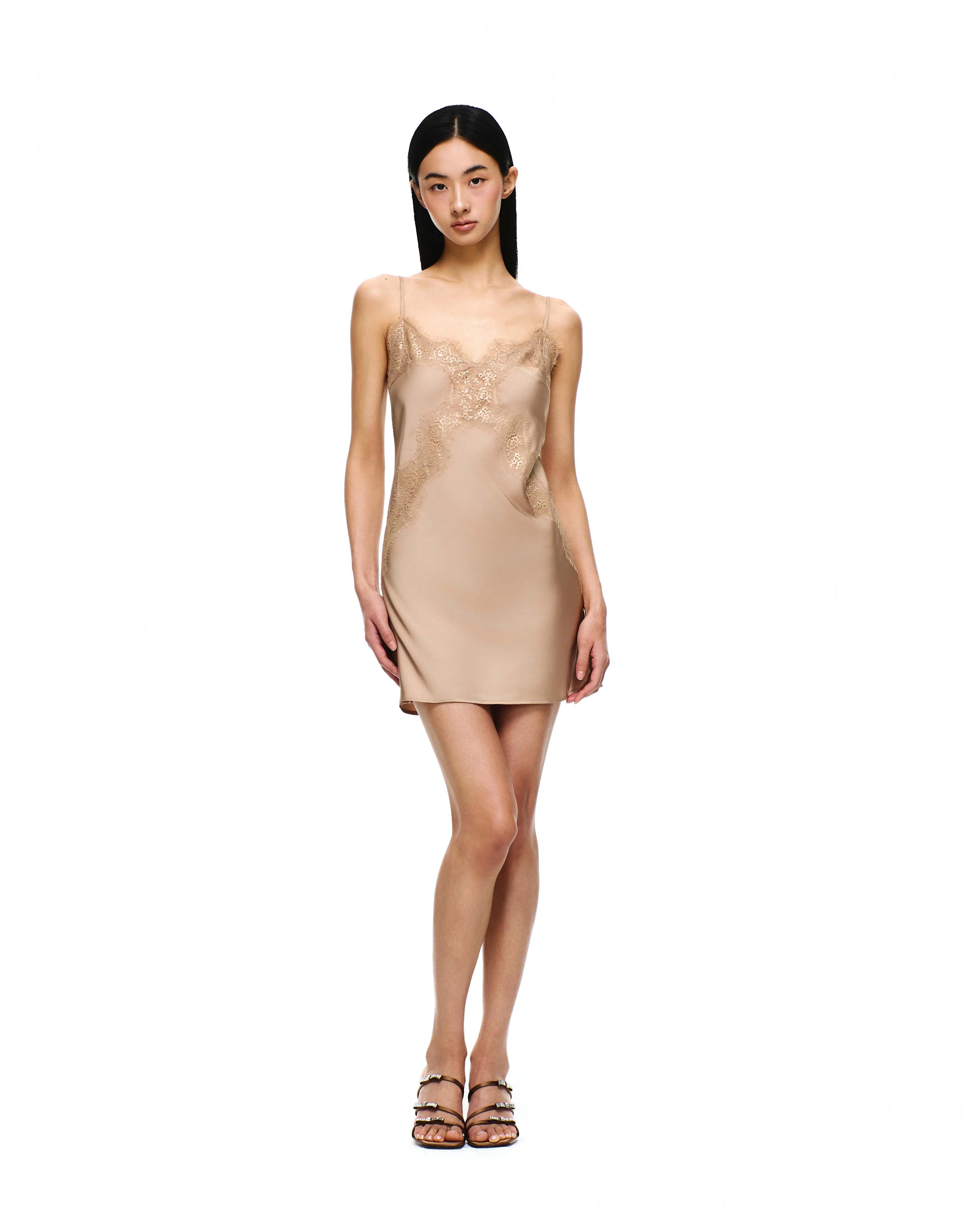 SATIN LACE-UP MINI DRESS - Image 8