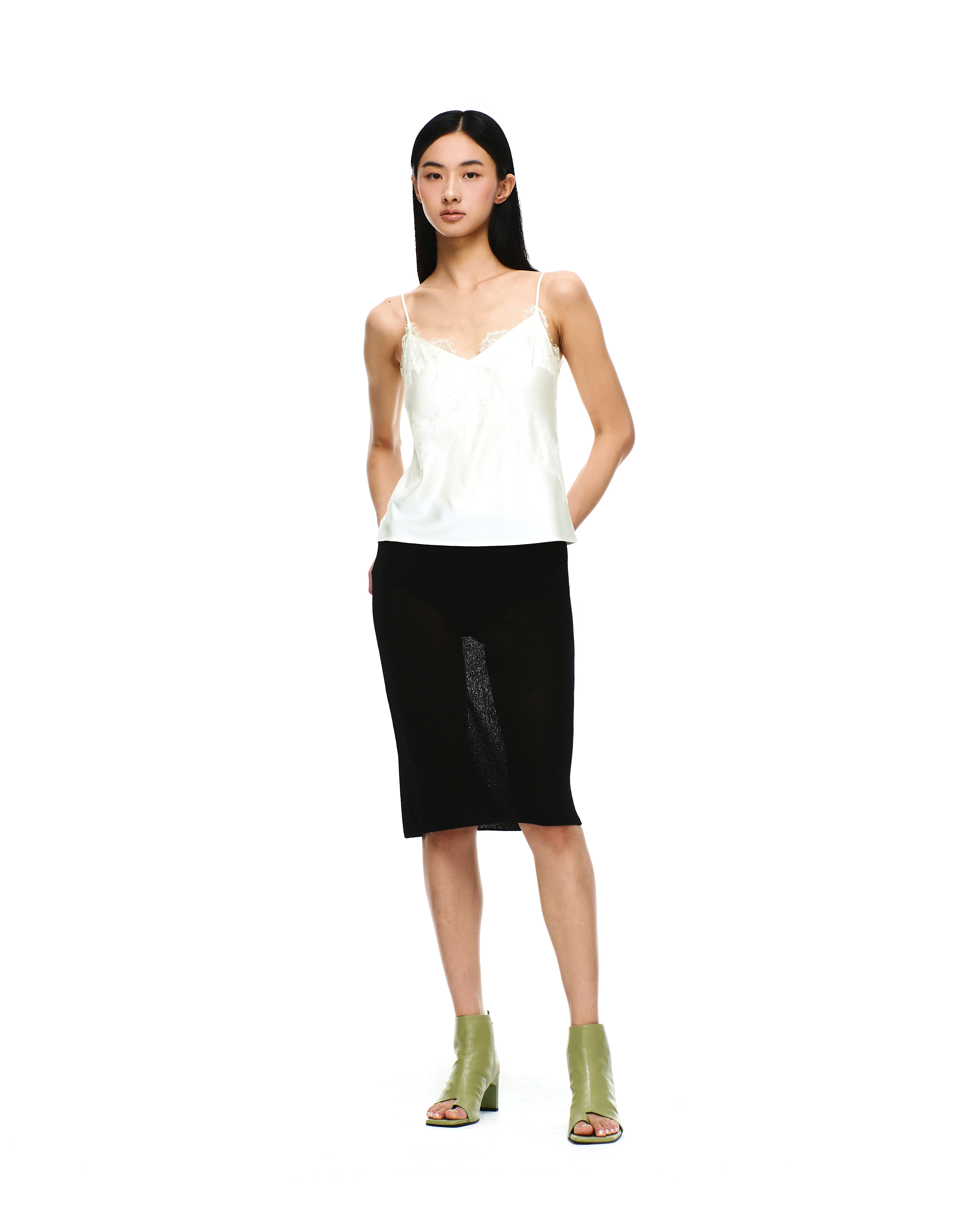 SATIN V-NECK LACE RIBBON TANK TOP - Image 11