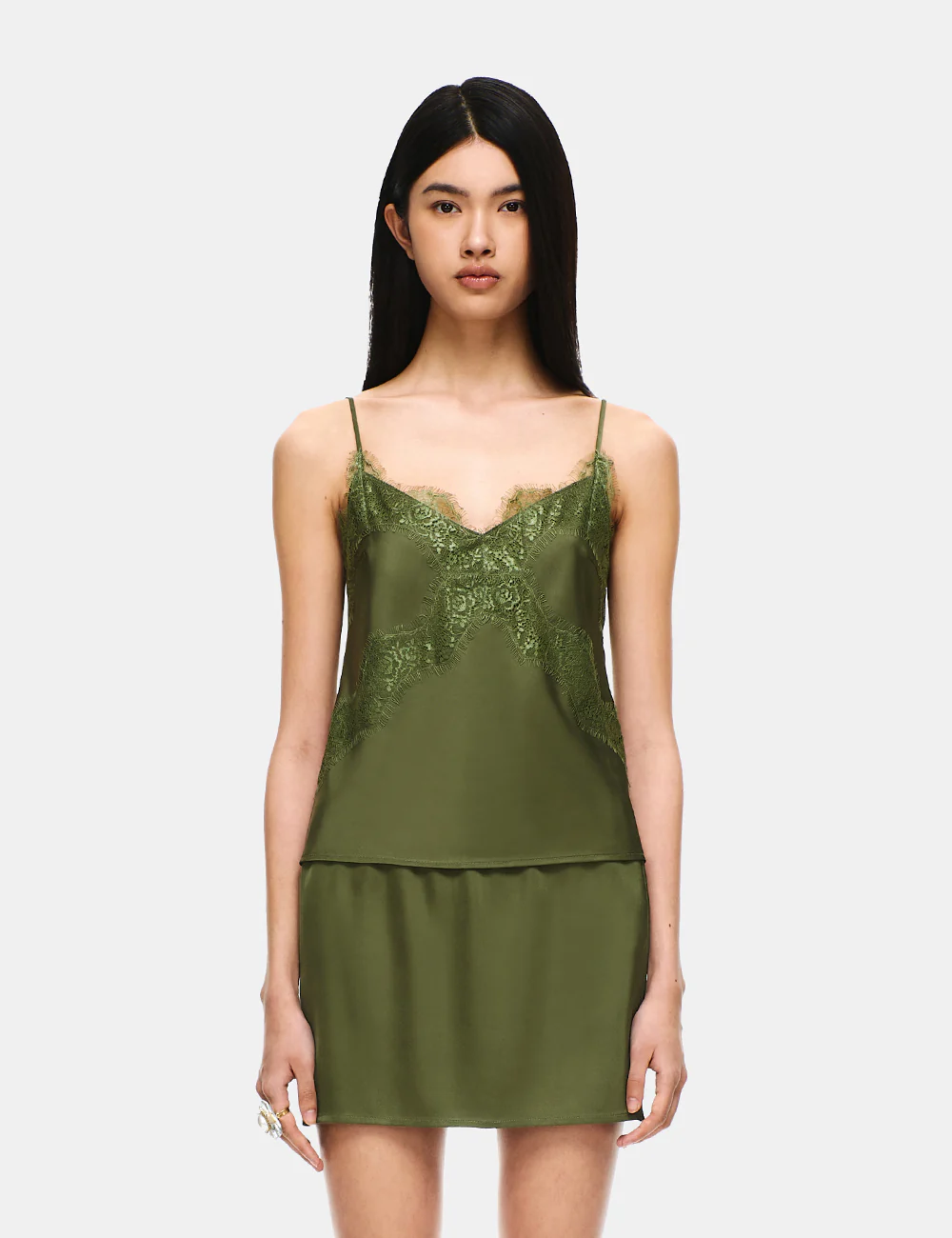 SATIN V-NECK LACE RIBBON TANK TOP - Image 17