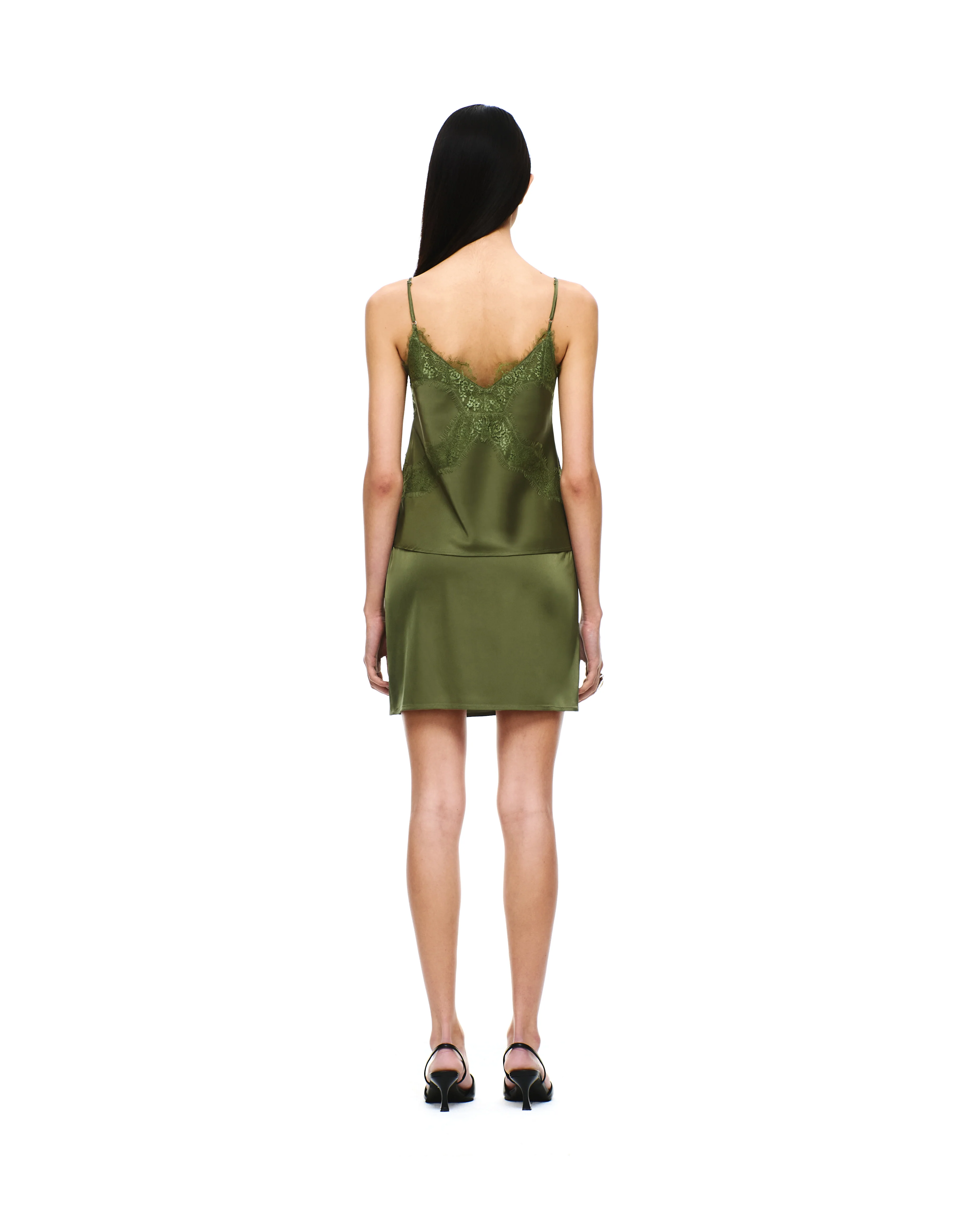 SATIN V-NECK LACE RIBBON TANK TOP - Image 20