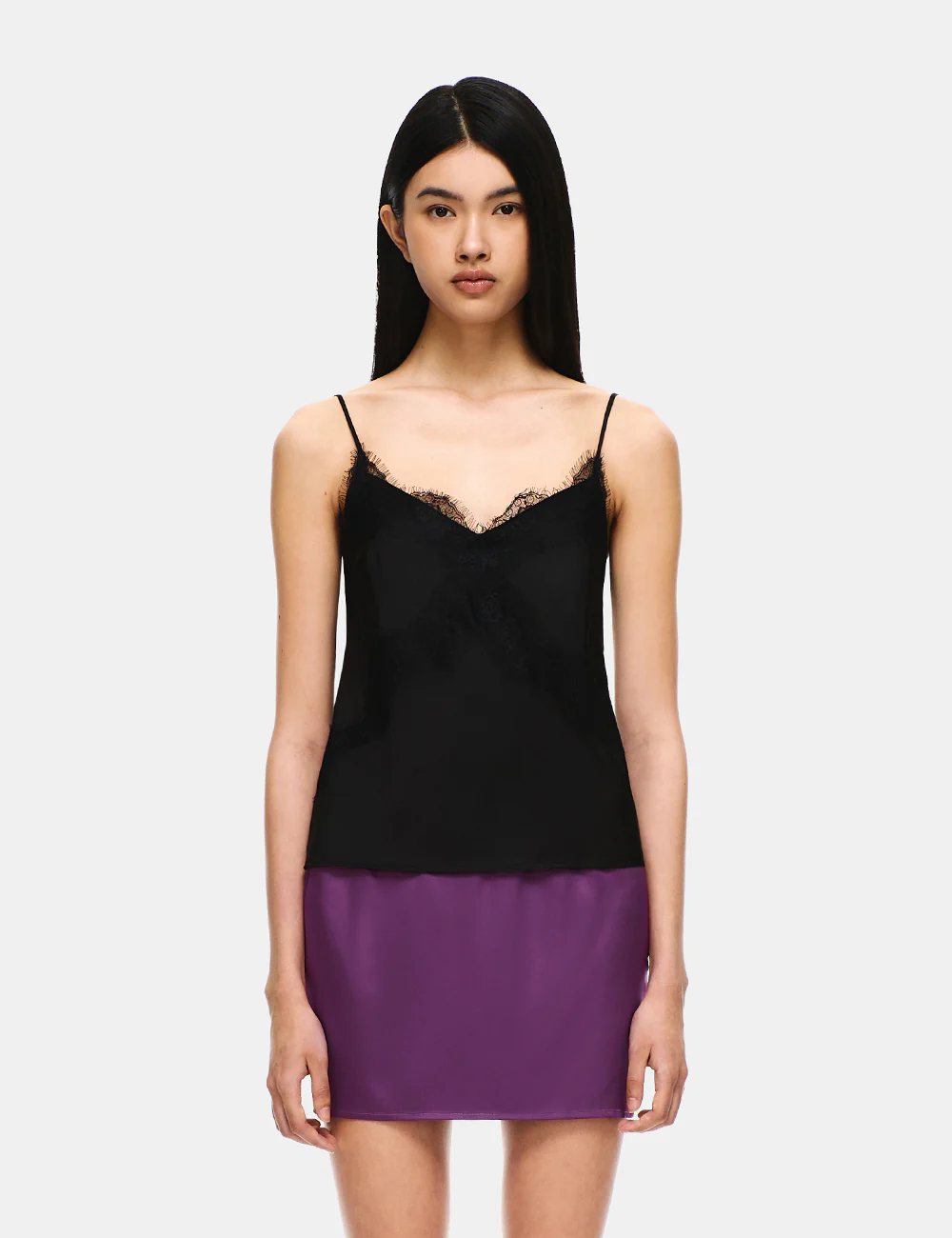 SATIN V-NECK LACE RIBBON TANK TOP - Image 5