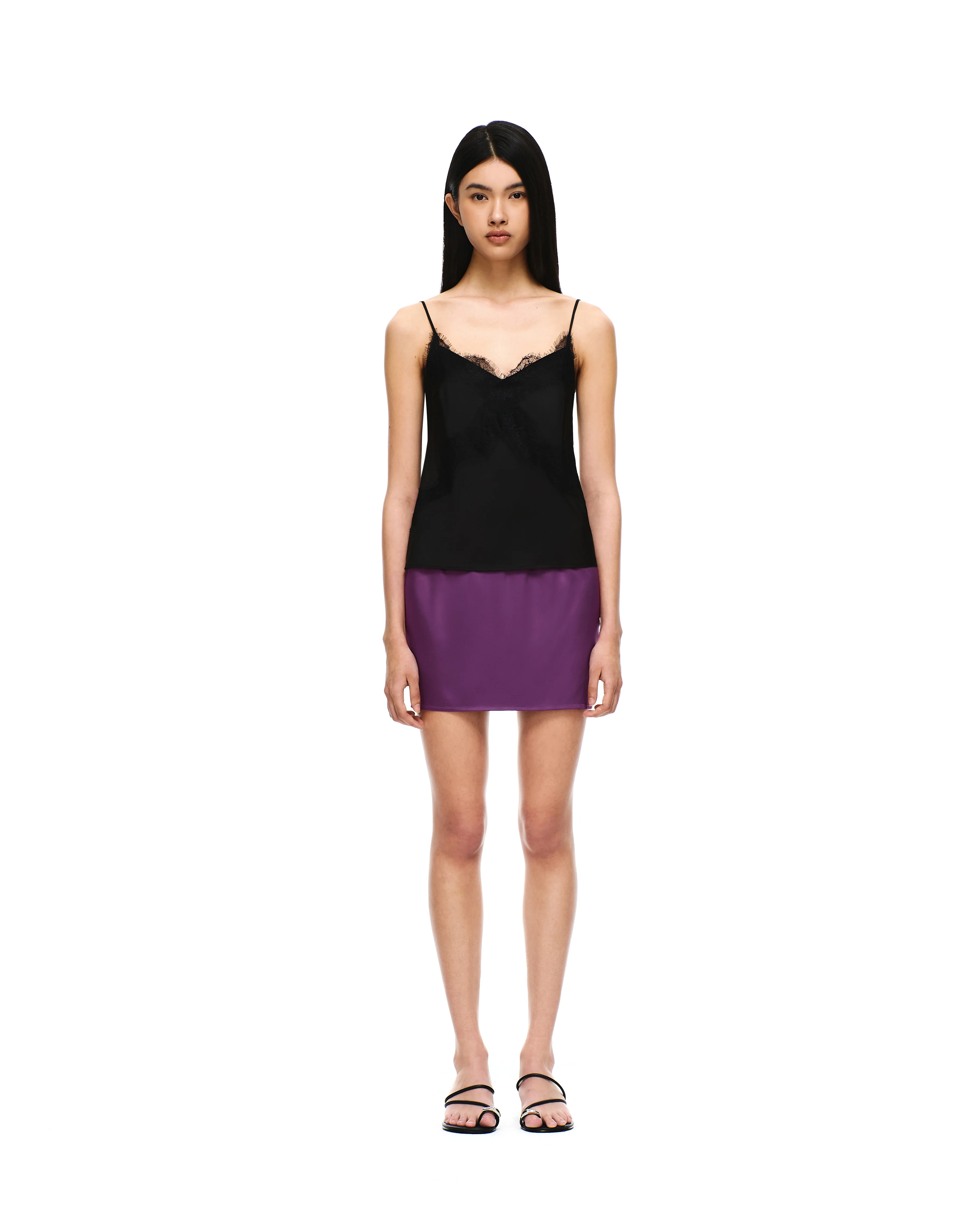 SATIN V-NECK LACE RIBBON TANK TOP - Image 6
