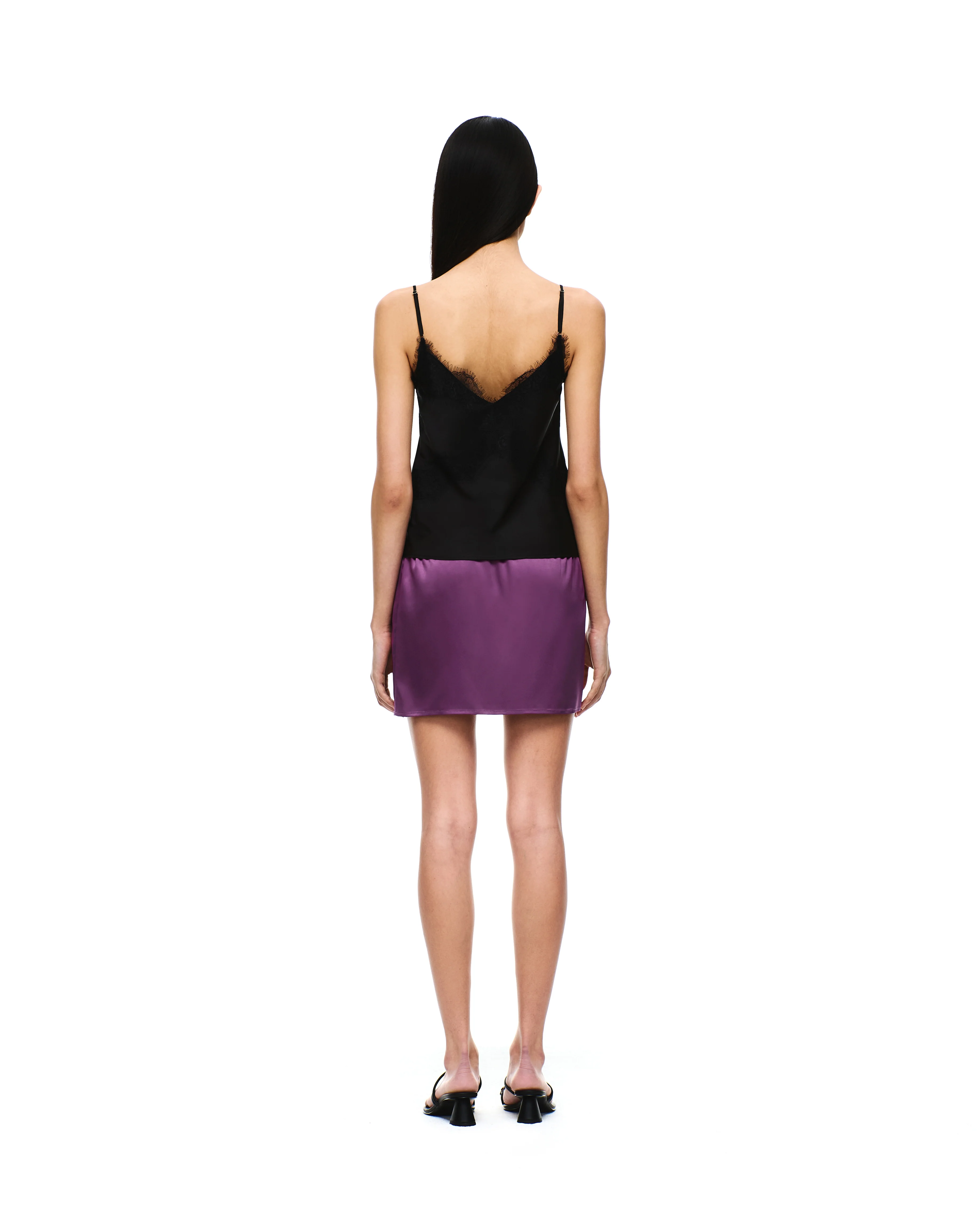 SATIN V-NECK LACE RIBBON TANK TOP - Image 8