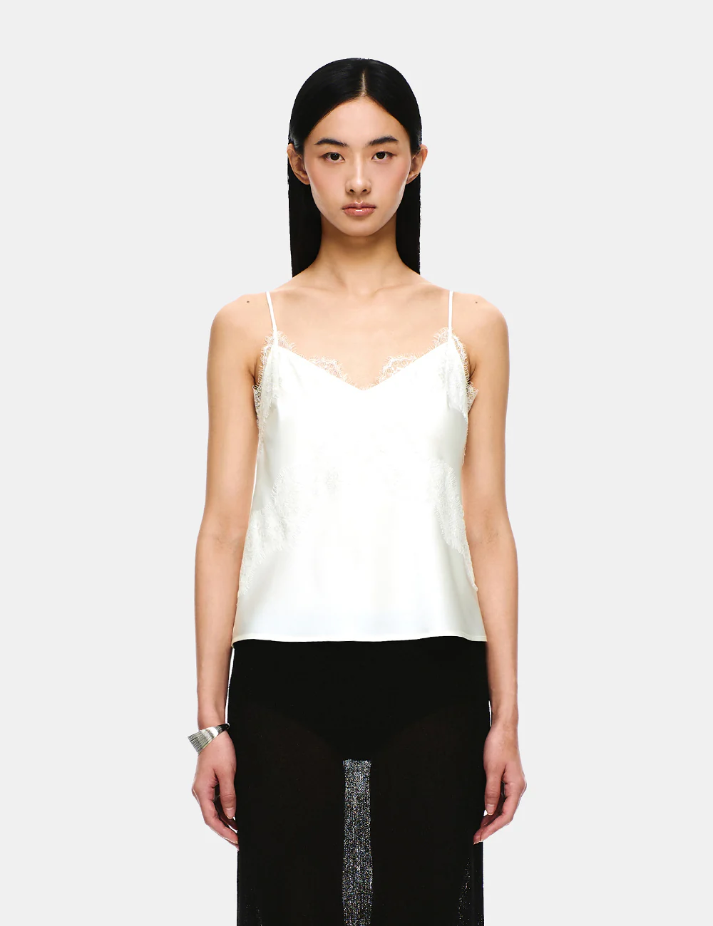 SATIN V-NECK LACE RIBBON TANK TOP - Image 9