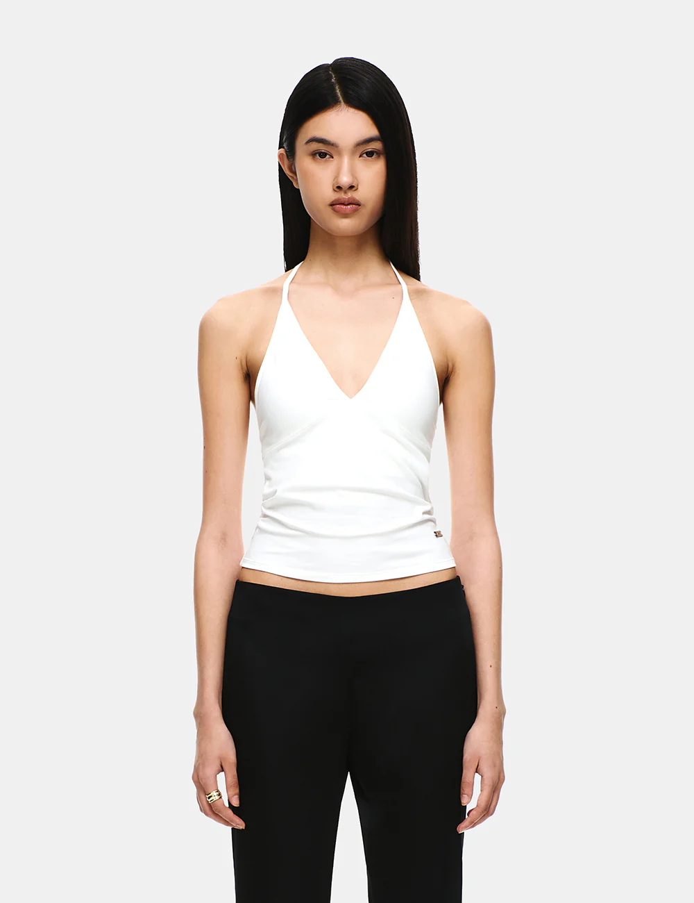 SOFT COTTON DEEP V-NECK HALTER BRA TOP - Image 5