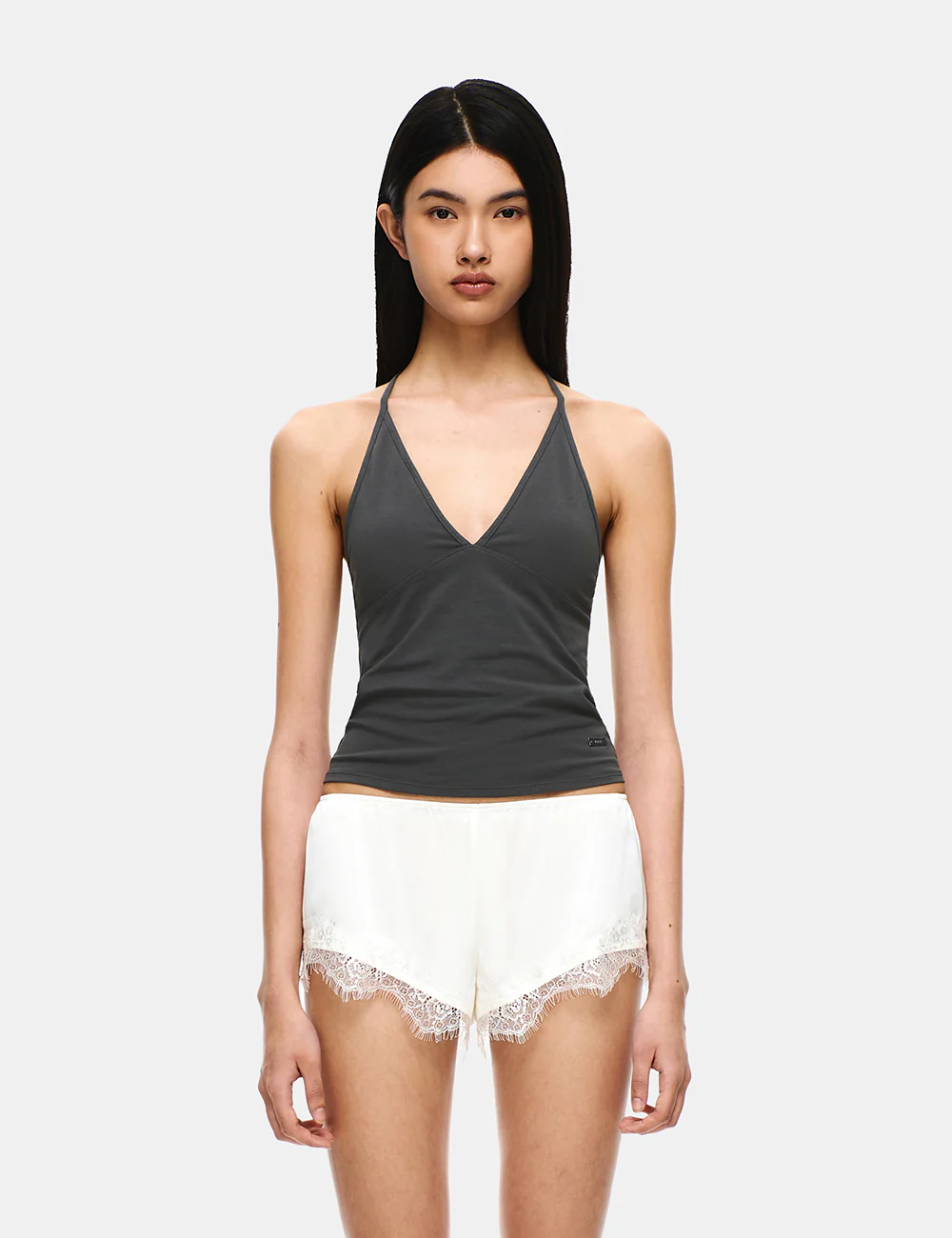 SOFT COTTON DEEP V-NECK HALTER BRA TOP - Image 7
